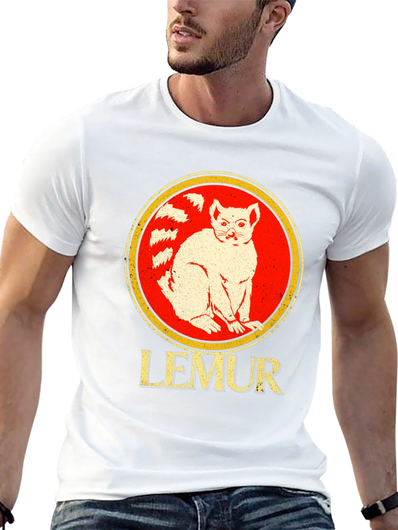 Lemur Graphic Tee - Retro Style Animal T-Shirt