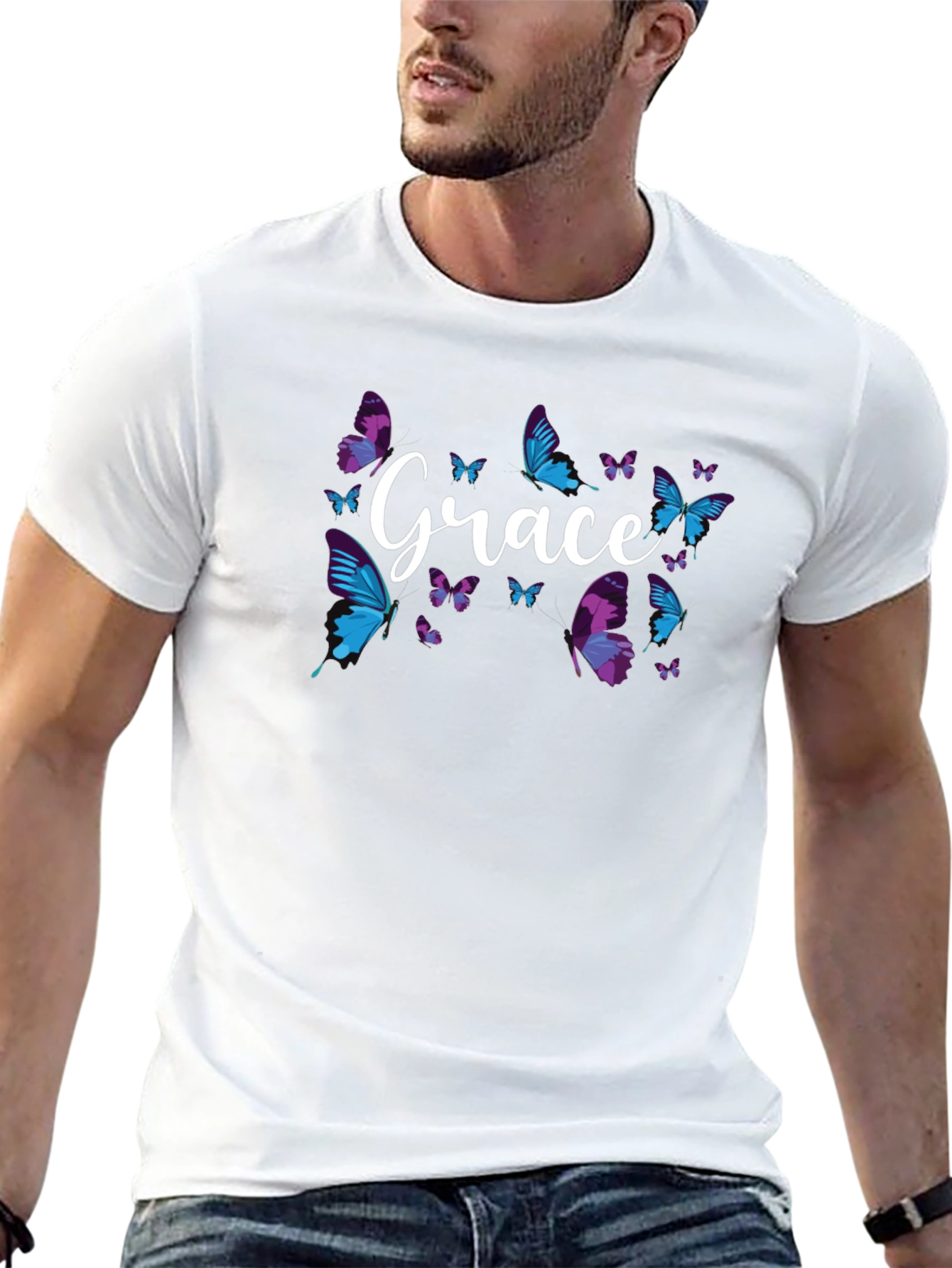 Grace Butterfly Graphic Tee - Soft Cotton Blend