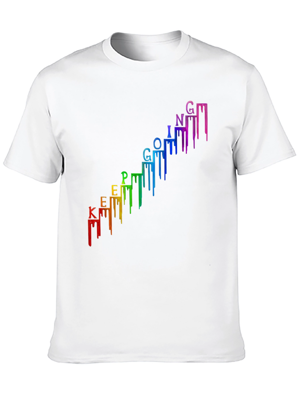 Keep Going Black T-Shirt - Rainbow Drip Design