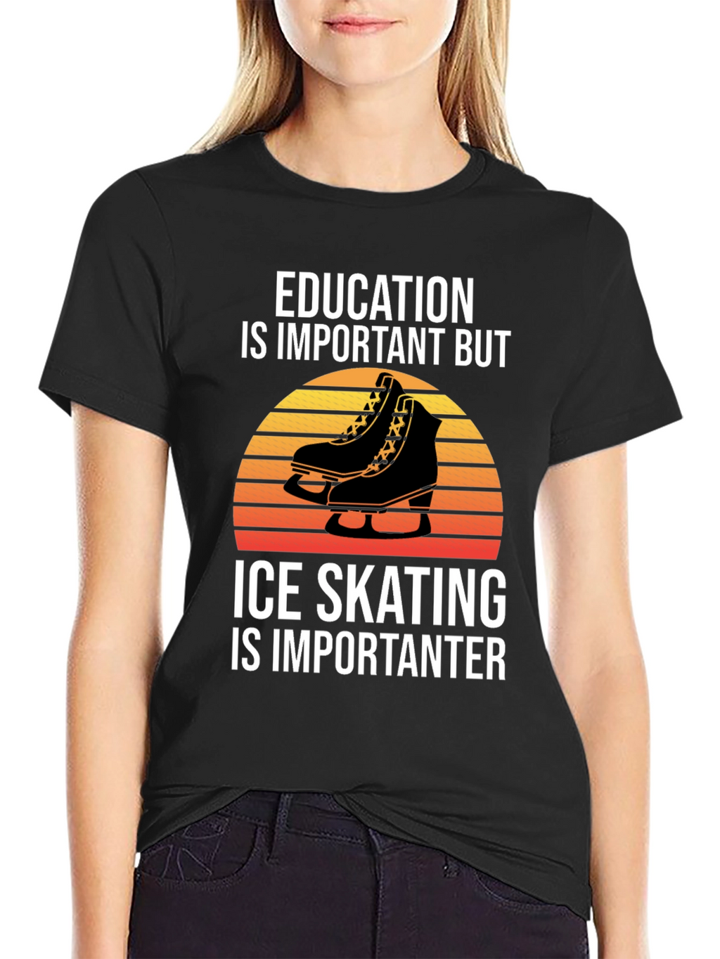 Education vs Ice Skating Graphic Tee