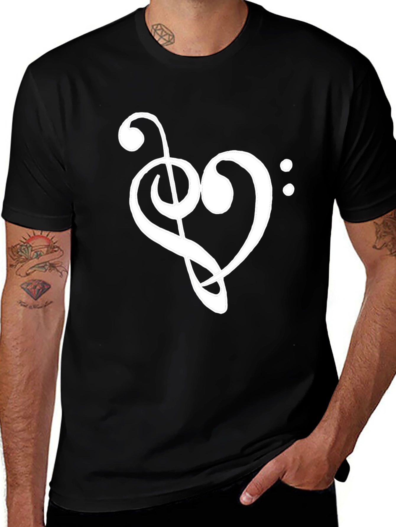 Music Heart T-Shirt - Black Graphic Tee