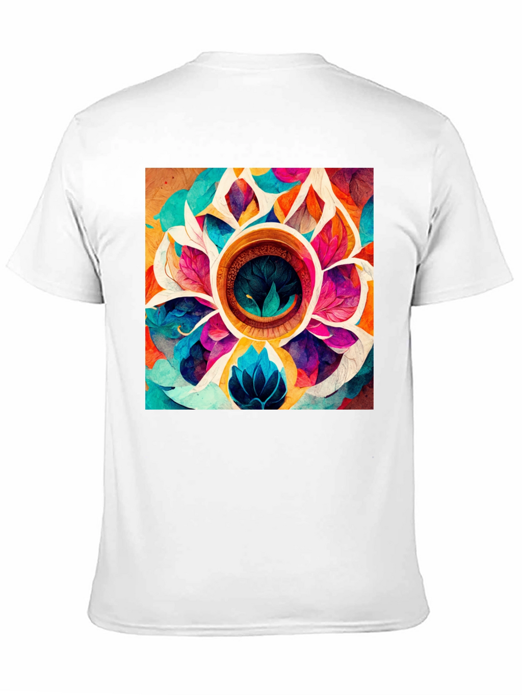 Vibrant Floral Mandala Graphic Black T-Shirt