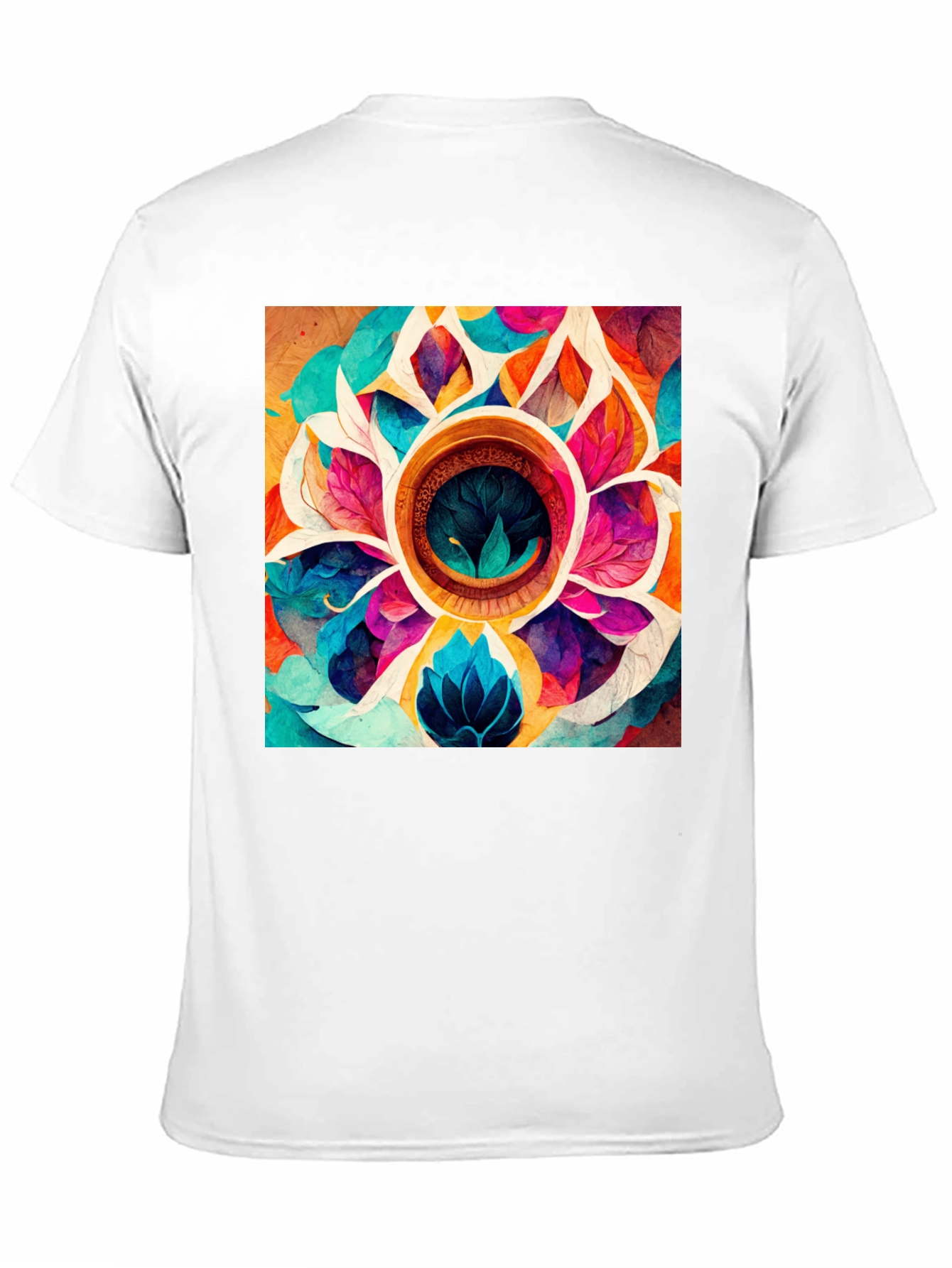 Vibrant Floral Mandala Graphic Black T-Shirt