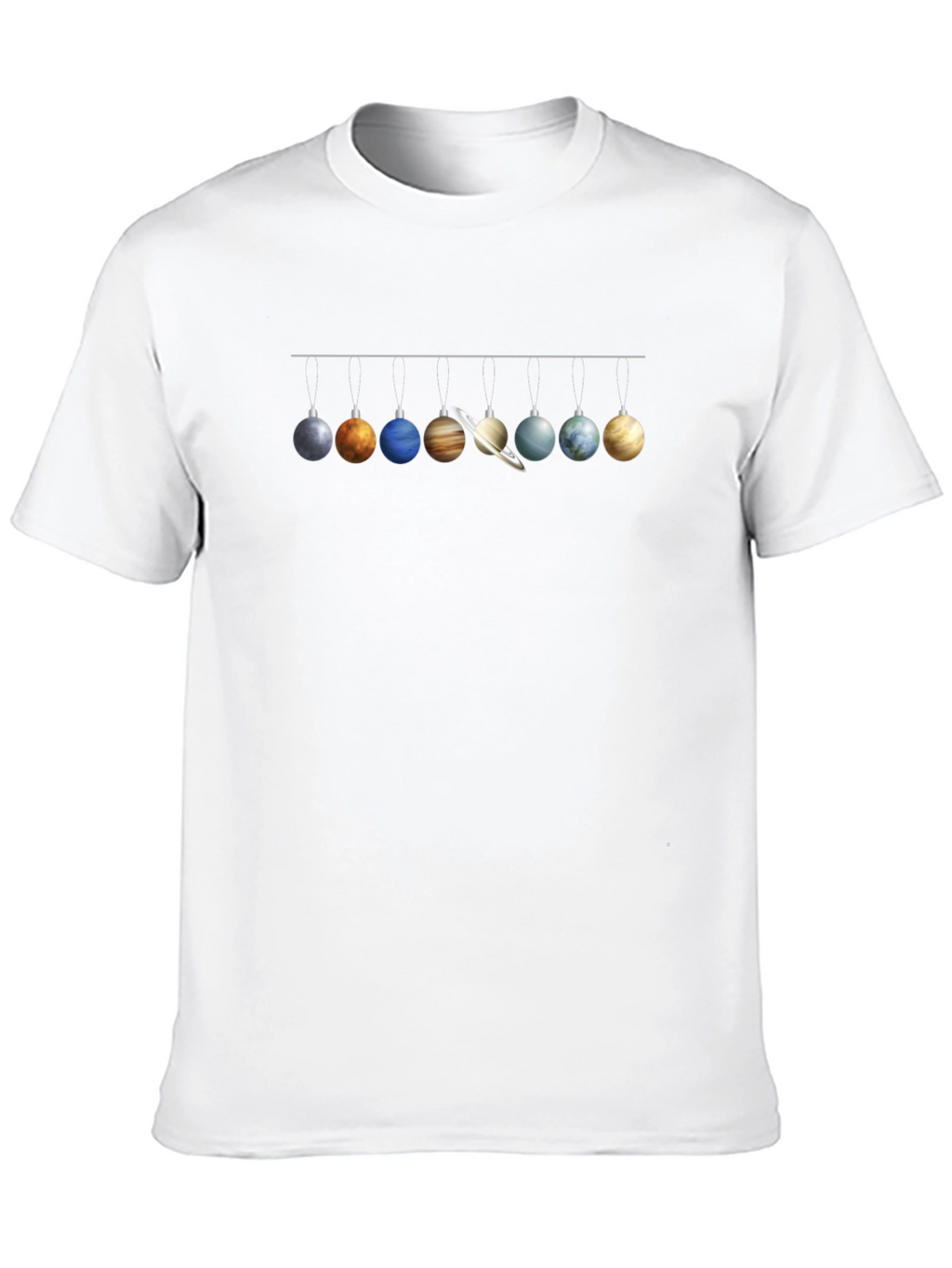 Planets Christmas Ornaments Black T-Shirt