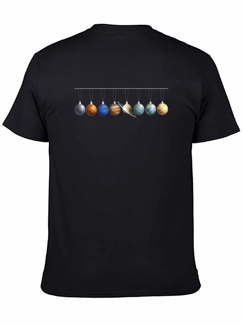 Planets Christmas Ornaments Black T-Shirt