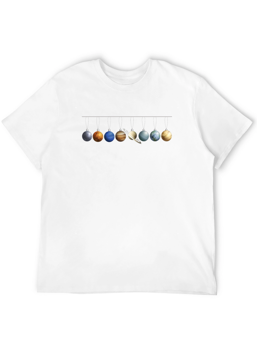 Planets Christmas Ornaments Black T-Shirt