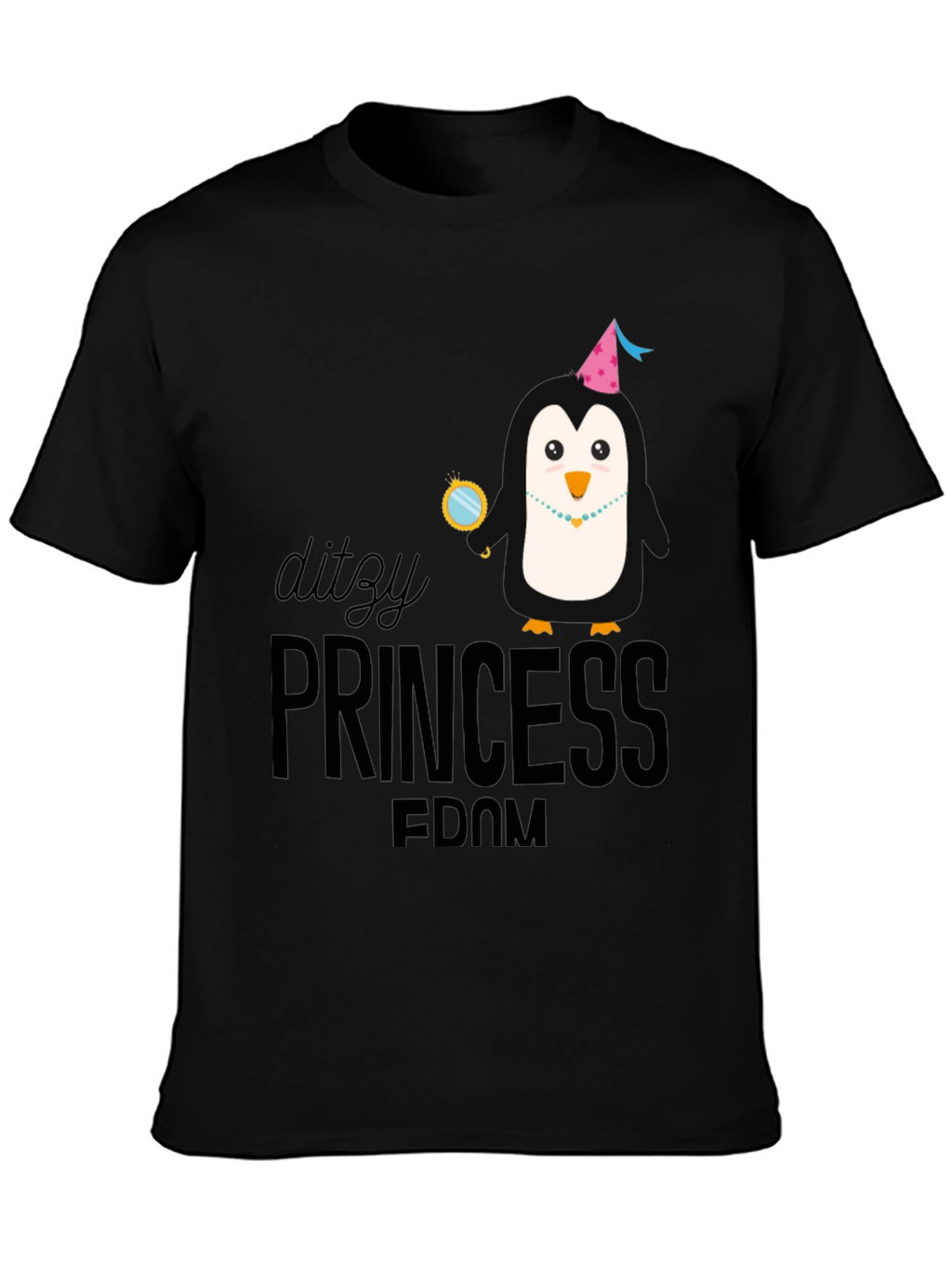 Ditzy Princess Penguin T-Shirt - Black
