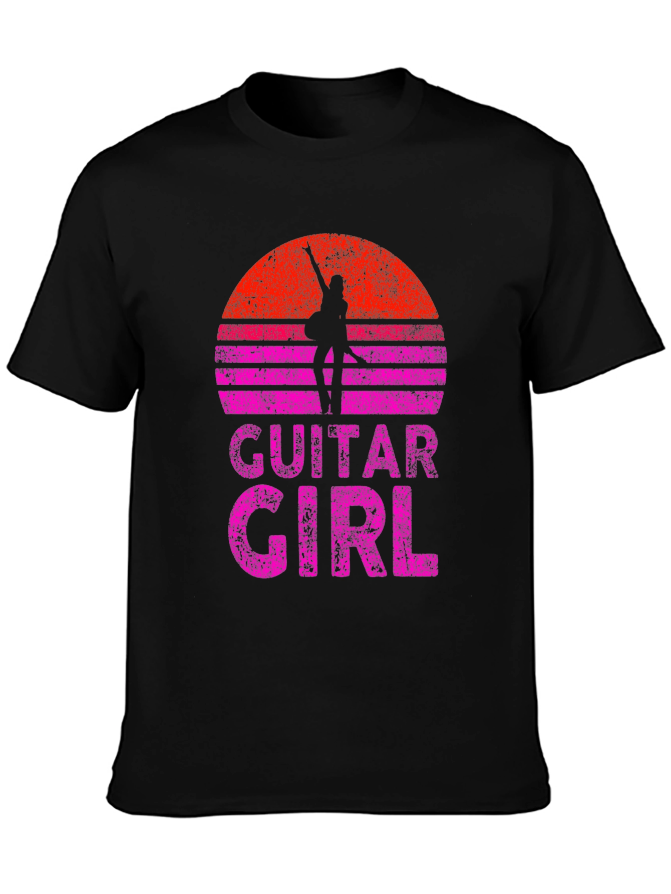 Guitar Girl Sunset Graphic Tee