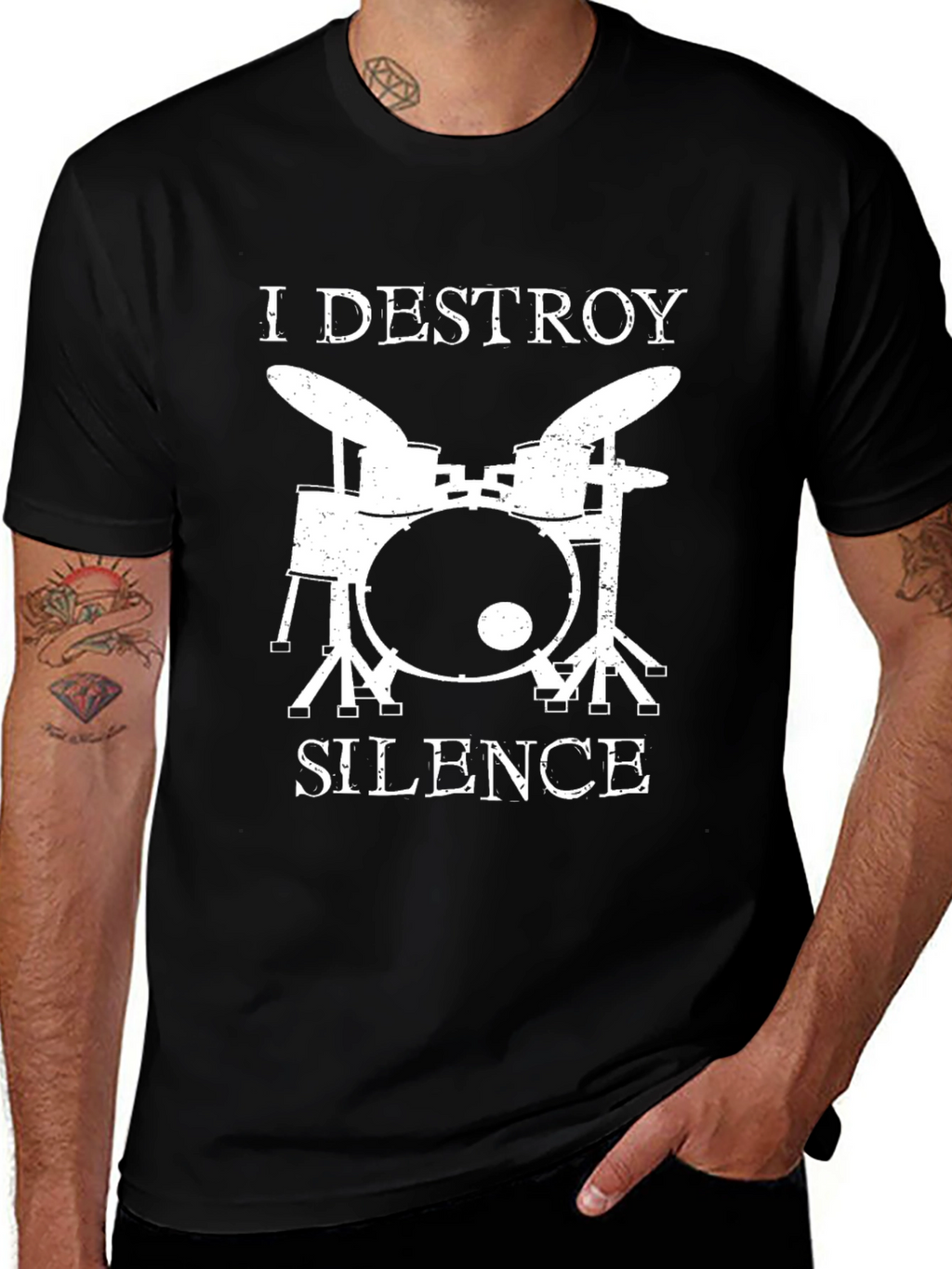 I Destroy Silence Drummer Graphic T-Shirt