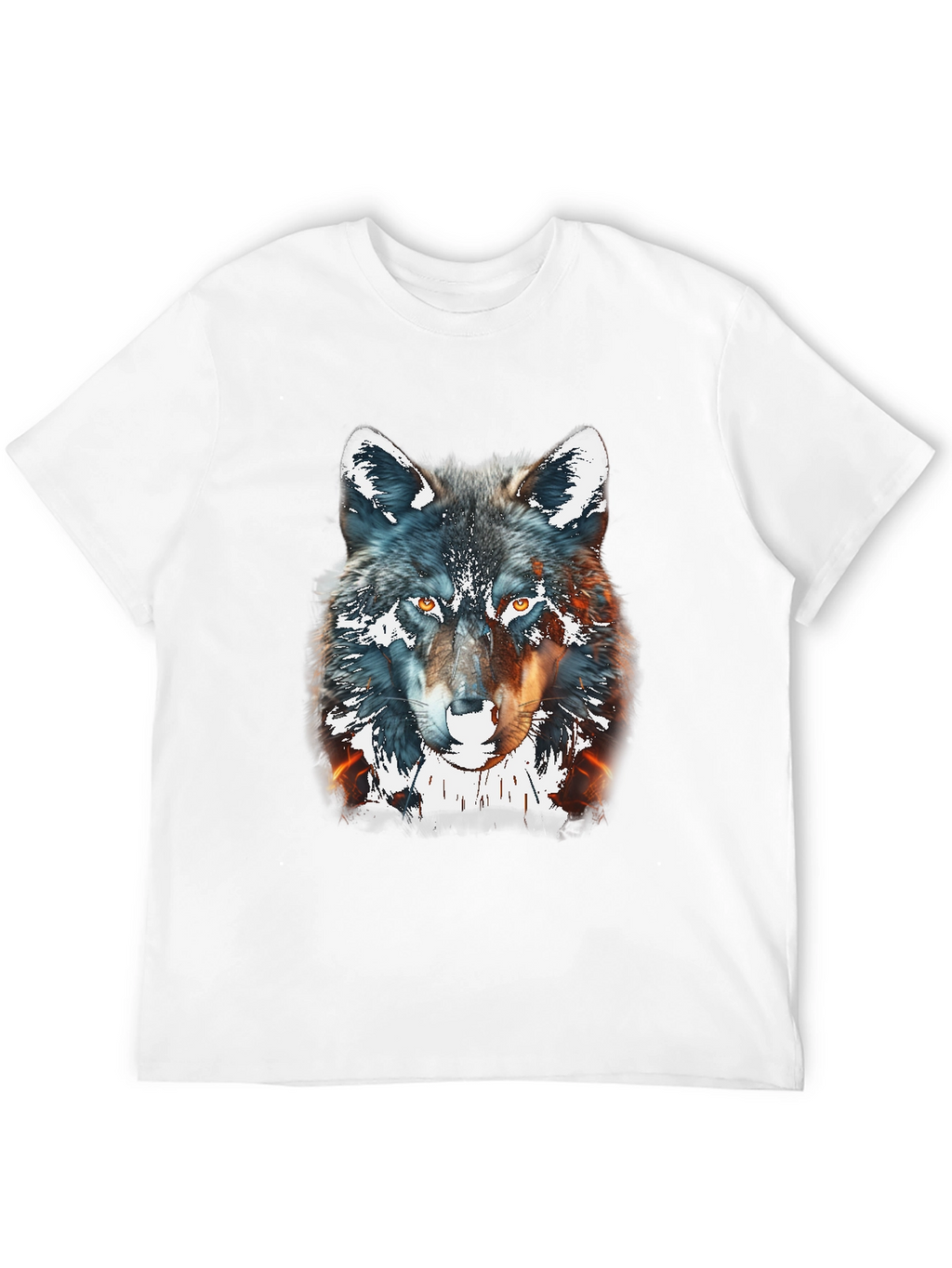 Wolf Graphic Print Tee - Black Cotton Blend