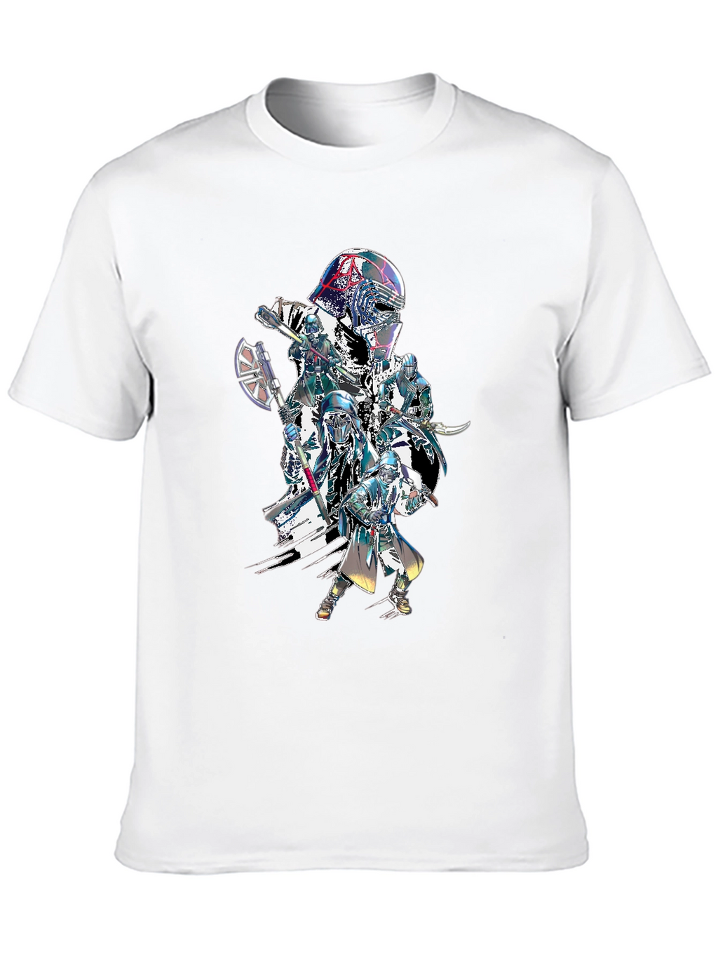Sci-Fi Warrior Graphic Print Black T-Shirt
