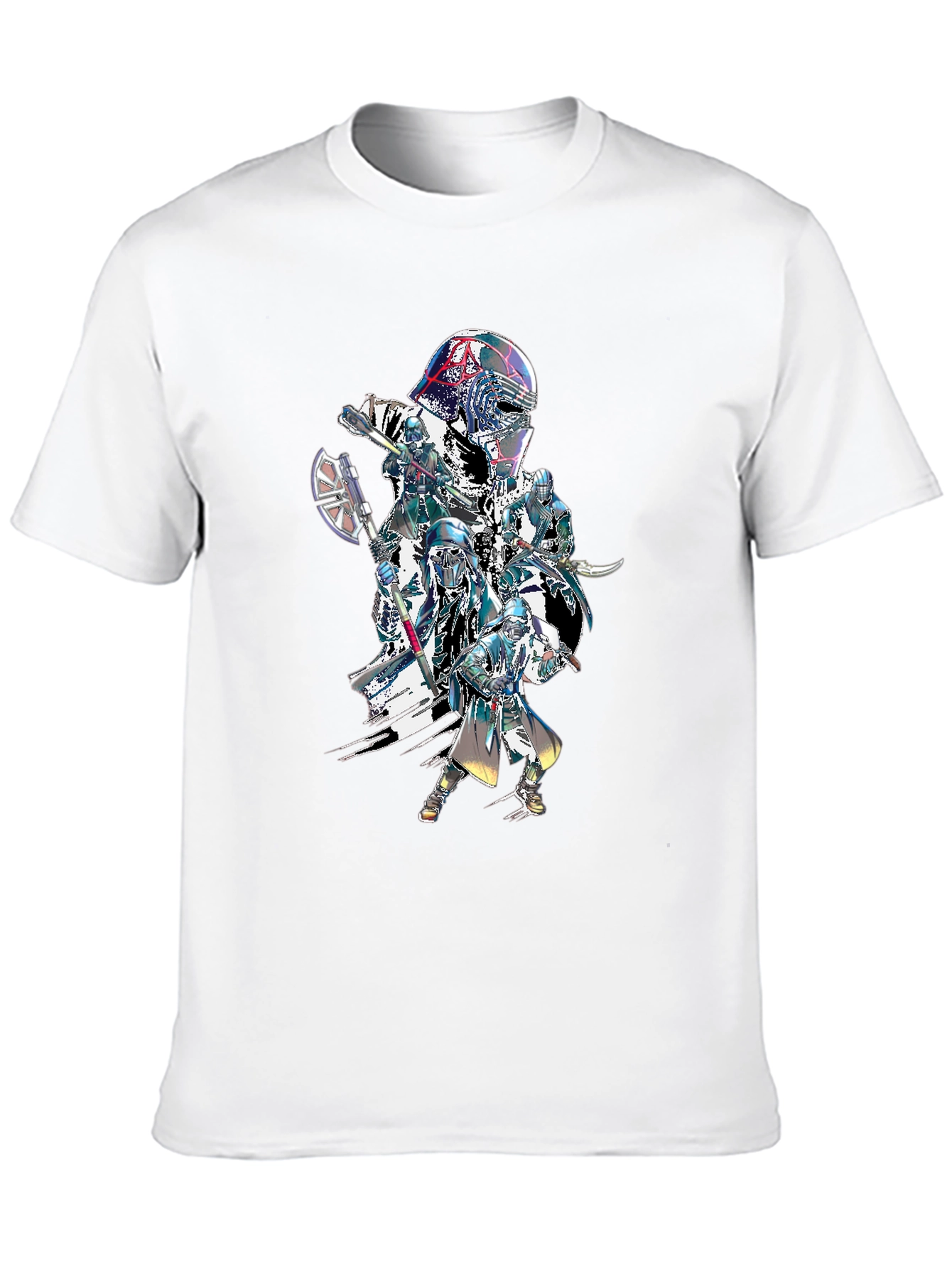 Sci-Fi Warrior Graphic Print Black T-Shirt