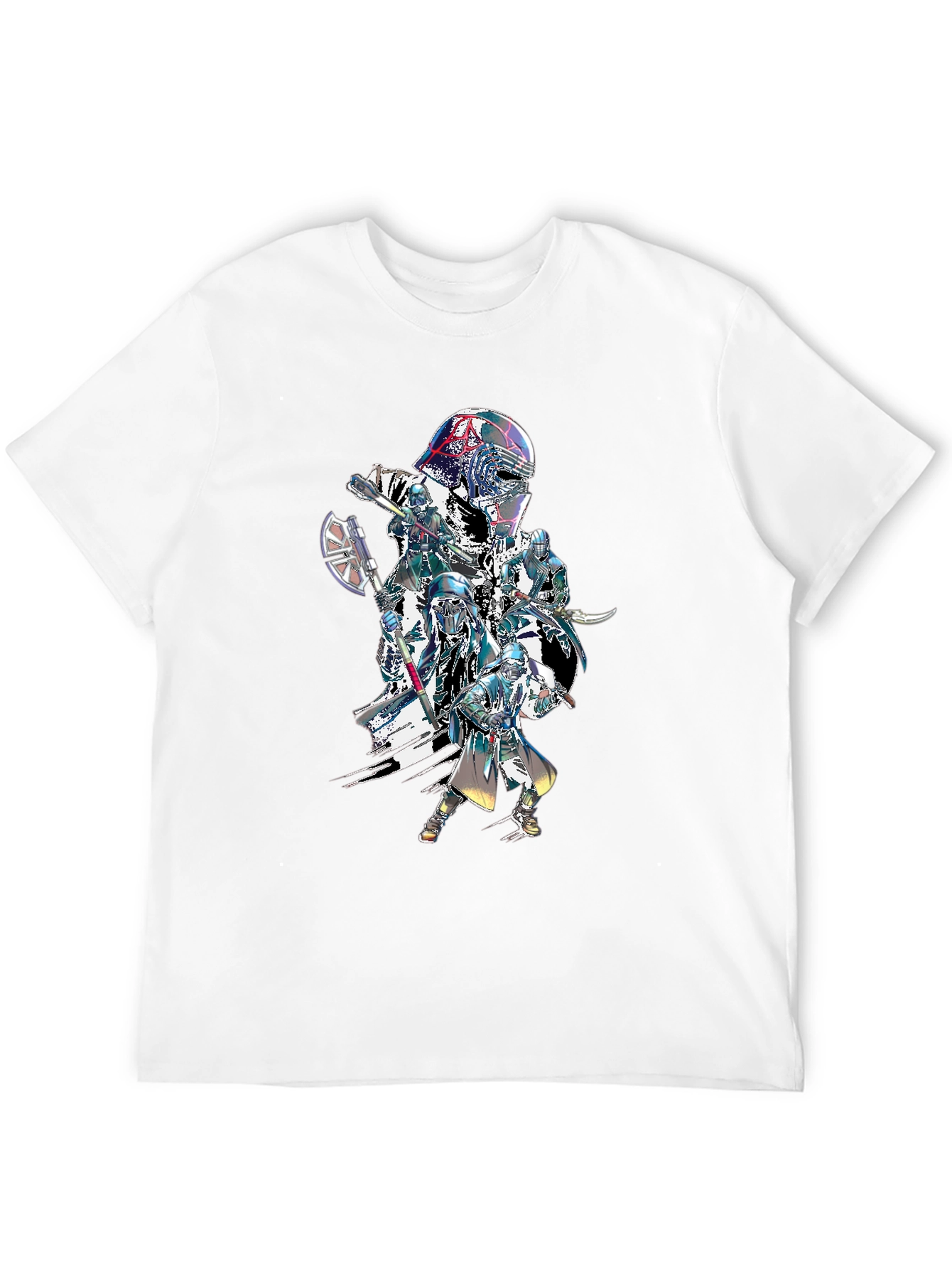 Sci-Fi Warrior Graphic Print Black T-Shirt