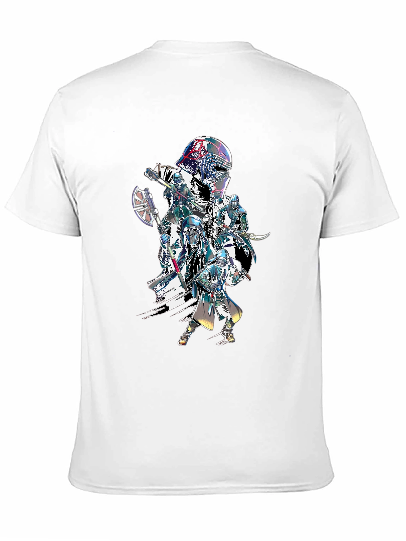 Sci-Fi Warrior Graphic Print Black T-Shirt