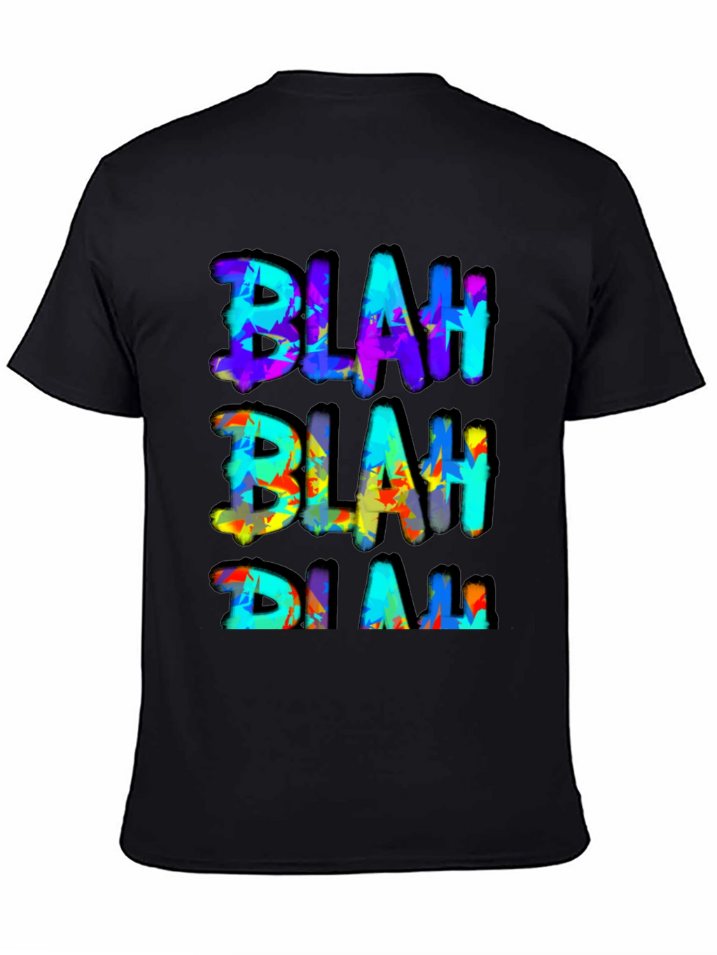 Blah Graphic Print Mens Black T-Shirt