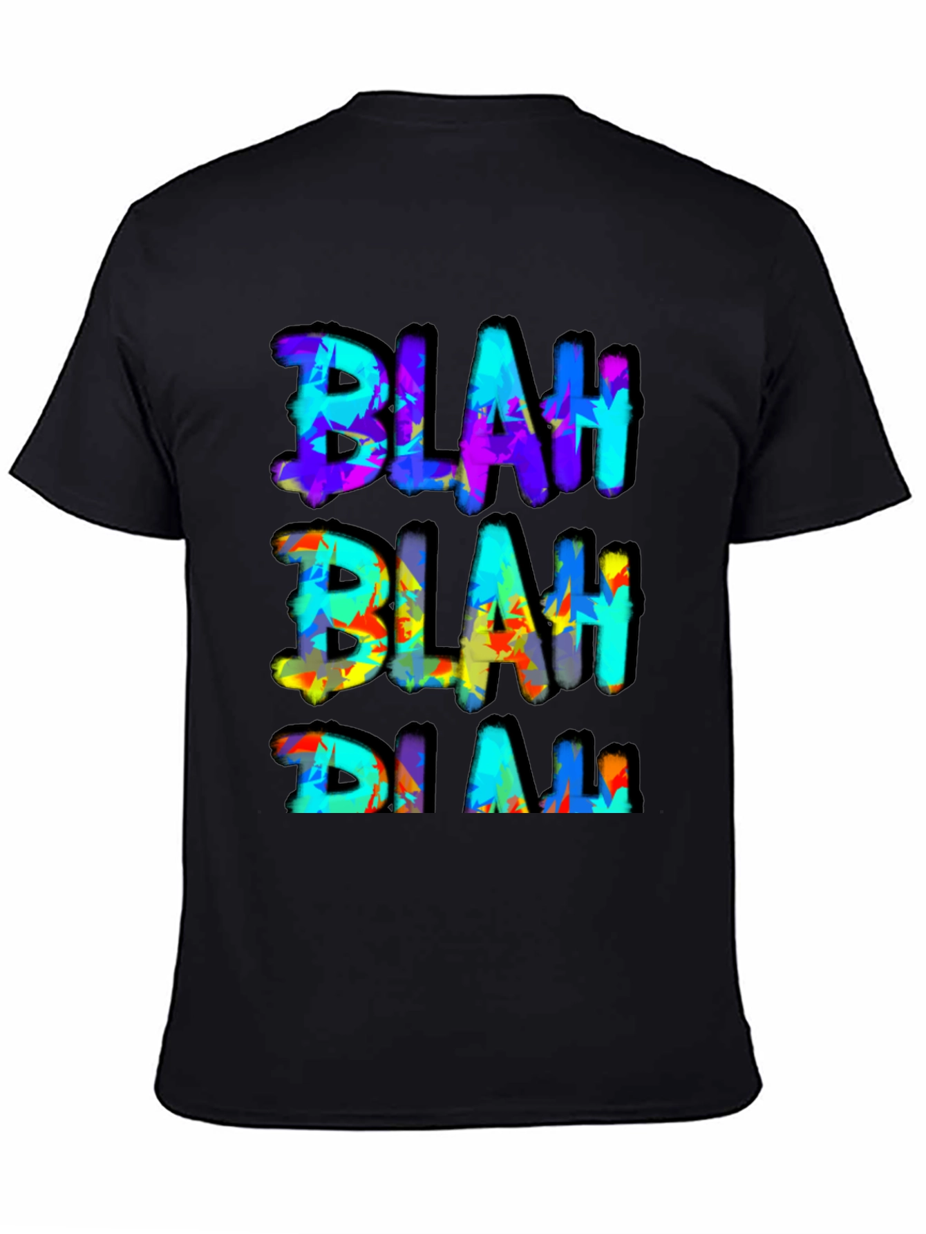Blah Graphic Print Mens Black T-Shirt