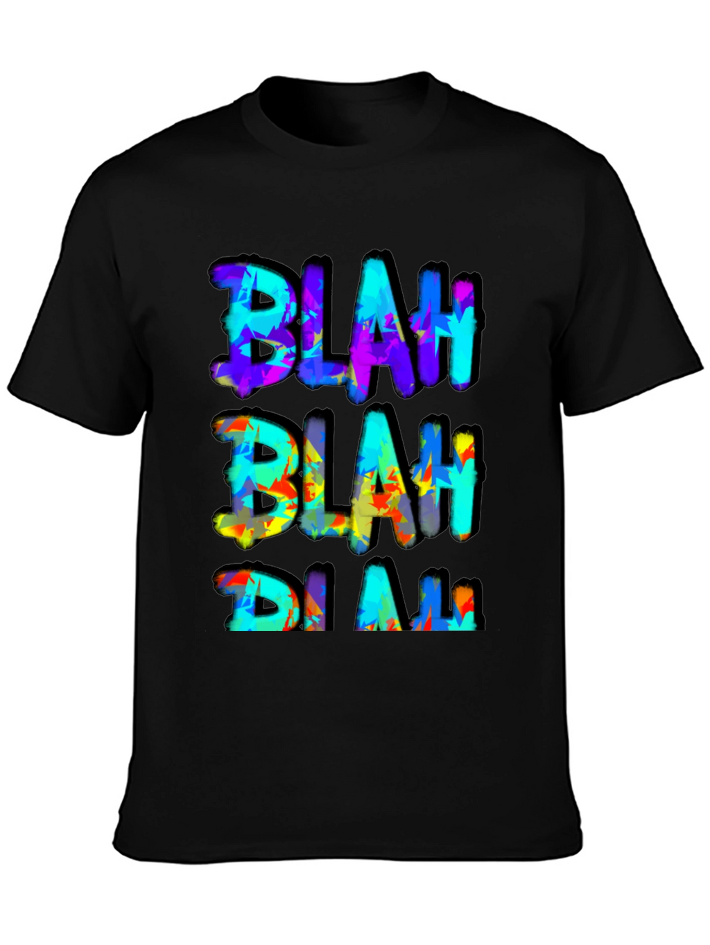 Blah Graphic Print Mens Black T-Shirt