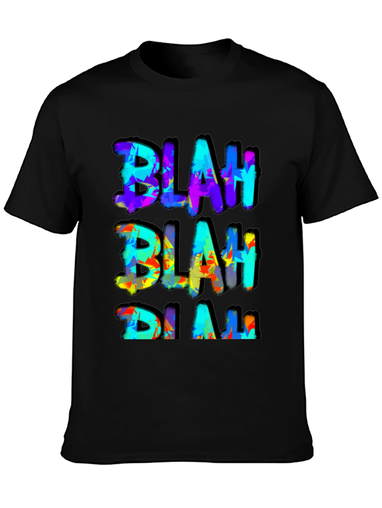 Blah Graphic Print Mens Black T-Shirt