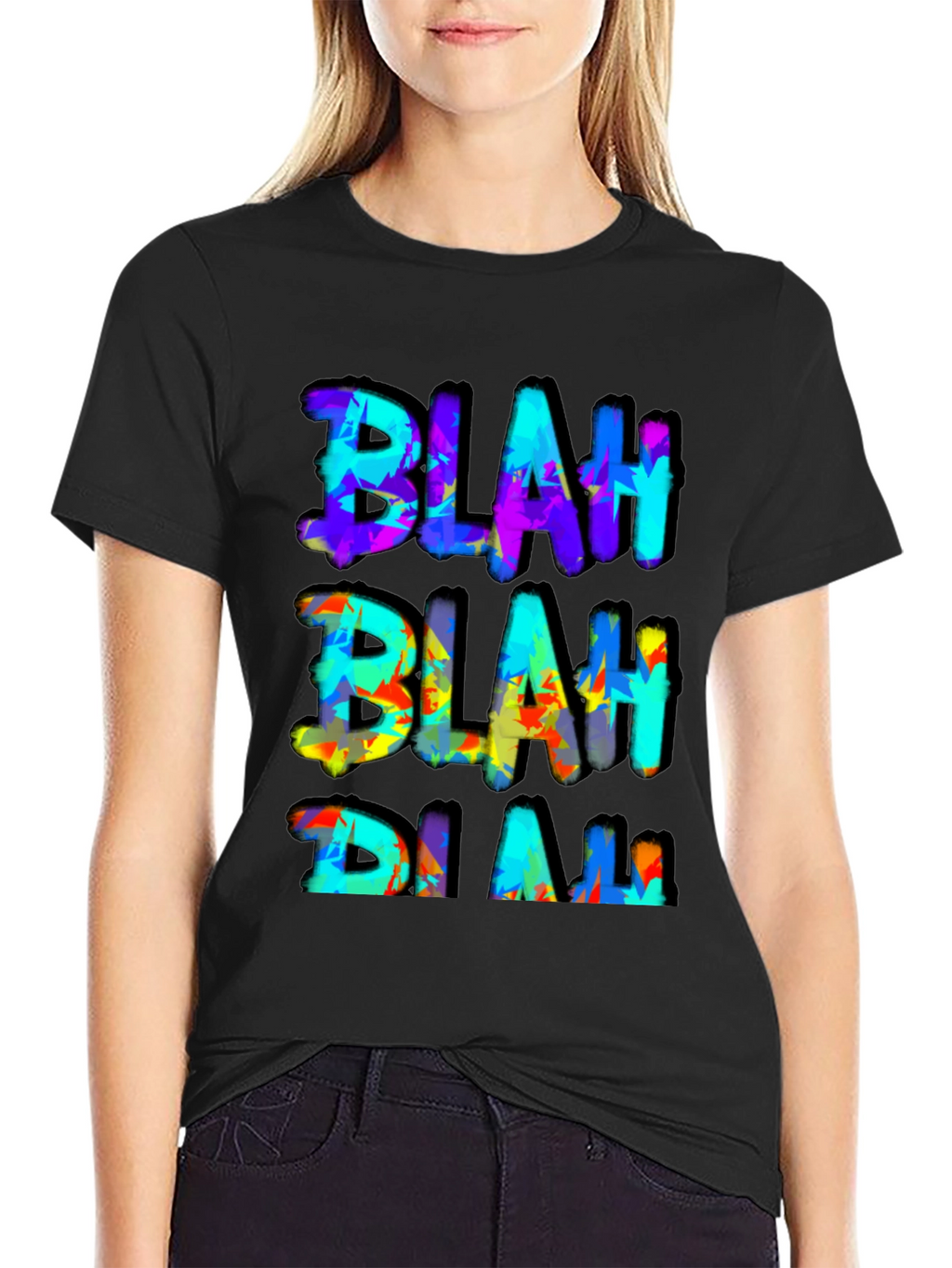 Blah Graphic Print Mens Black T-Shirt