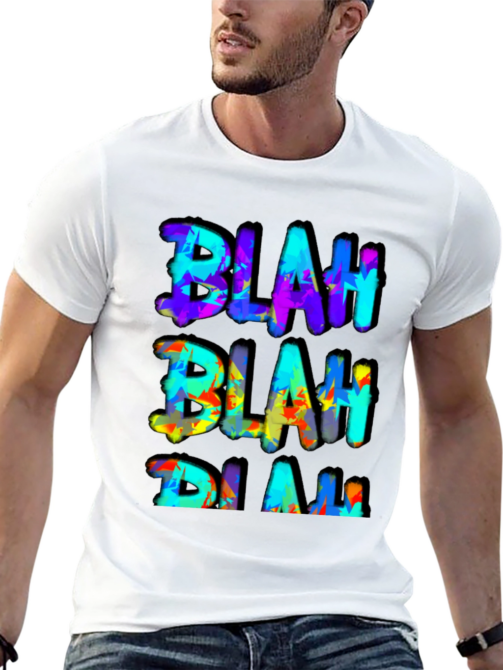 Blah Graphic Print Mens Black T-Shirt