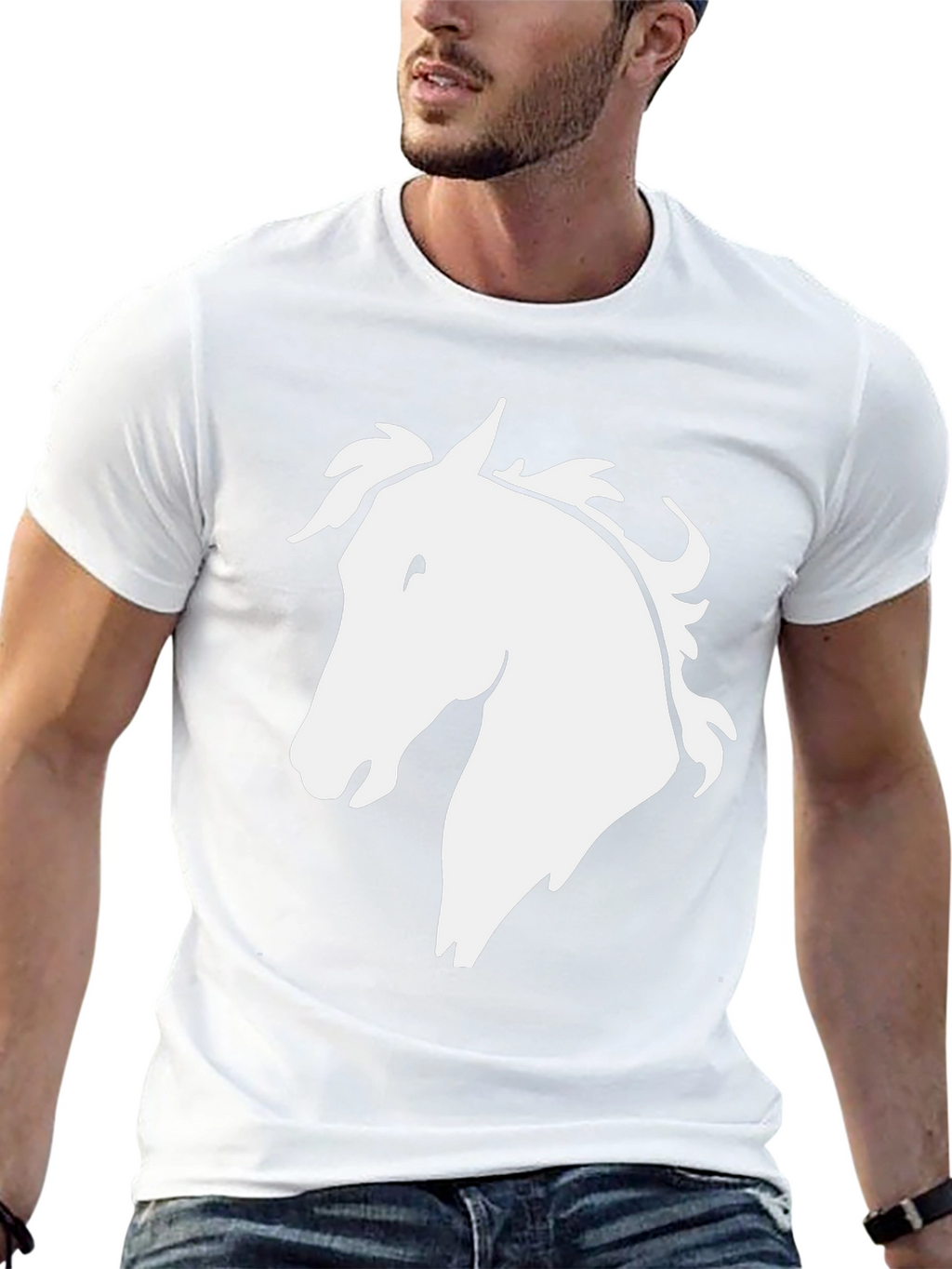 Horse Head Graphic Tee - Black Cotton T-Shirt