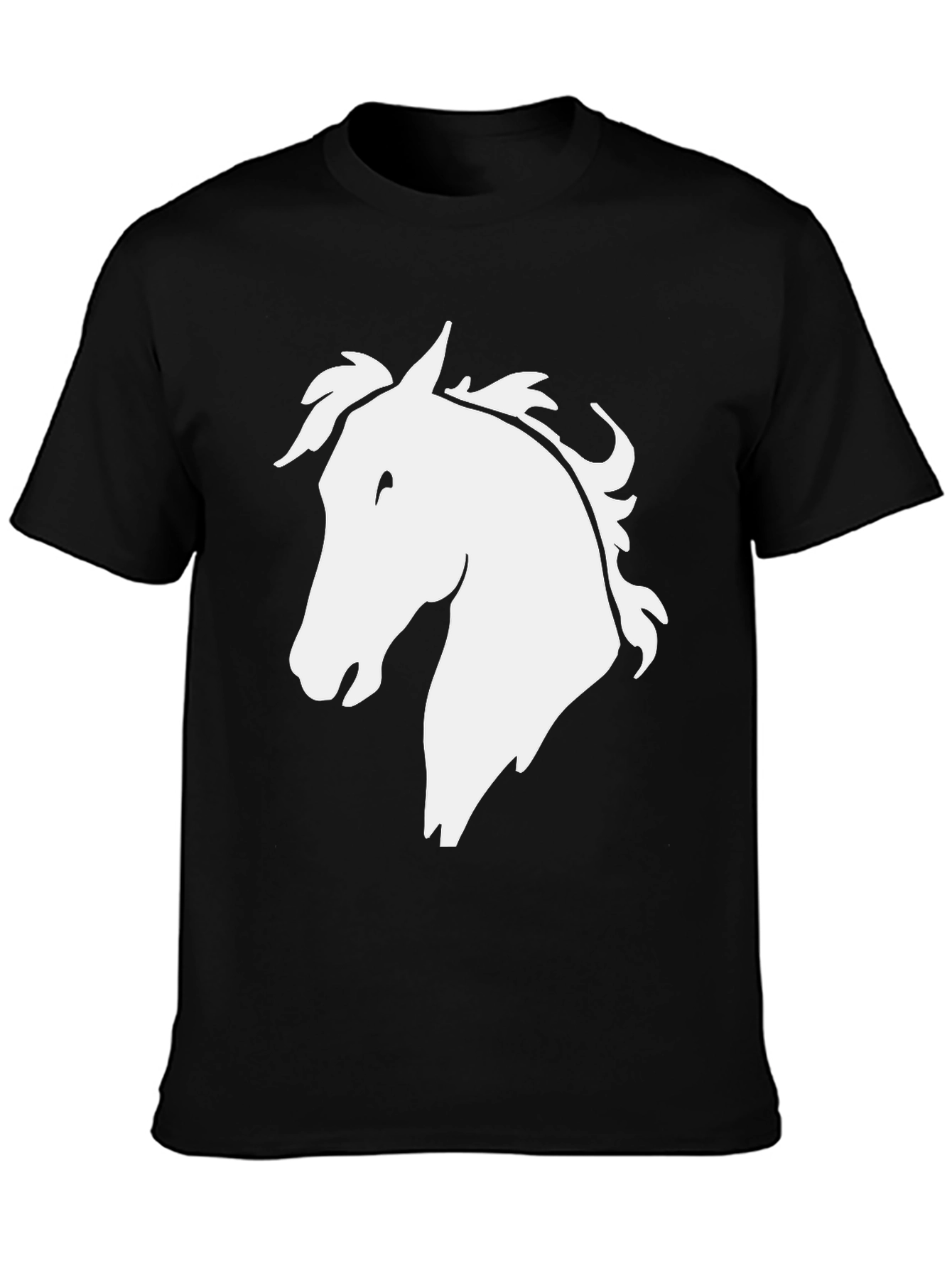 Horse Head Graphic Tee - Black Cotton T-Shirt
