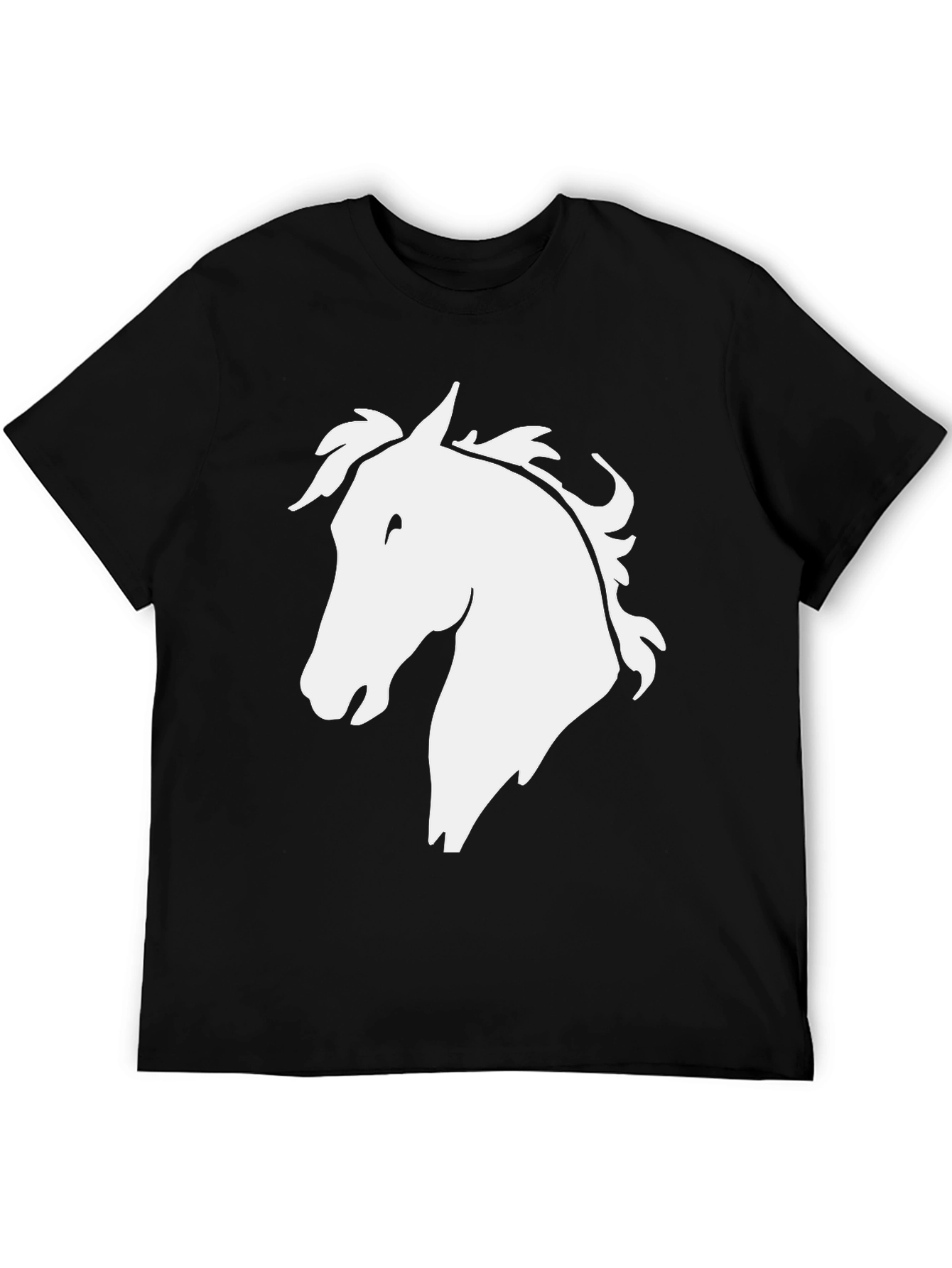 Horse Head Graphic Tee - Black Cotton T-Shirt