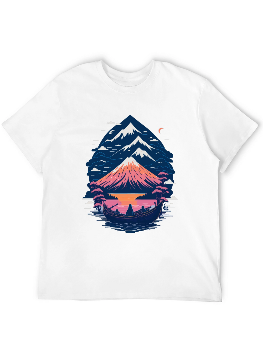 Mountain Boat Graphic Tee - Nature Inspired Design