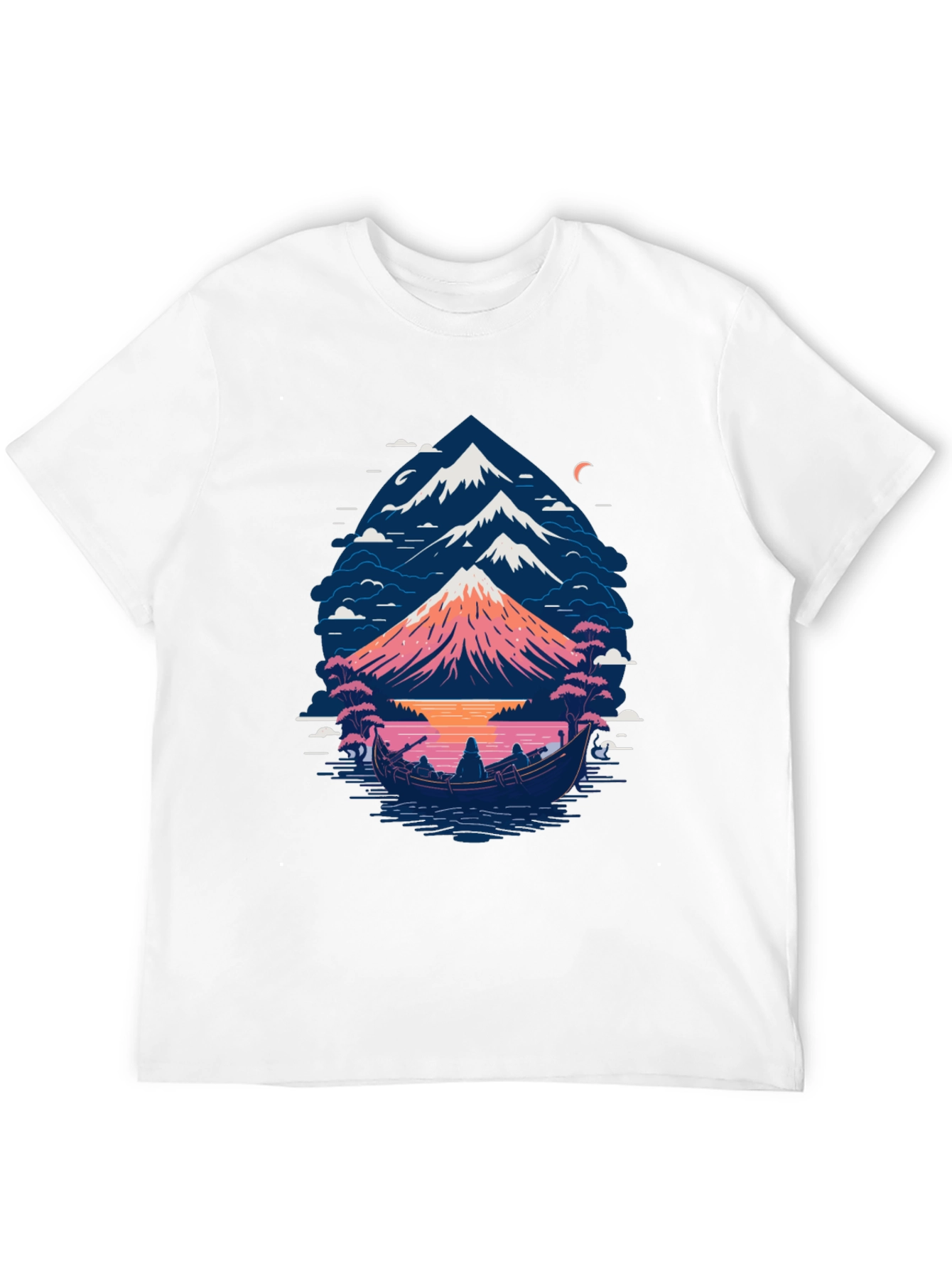 Mountain Boat Graphic Tee - Nature Inspired Design
