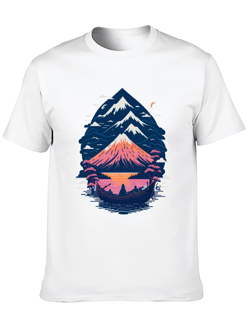 Mountain Boat Graphic Tee - Nature Inspired Design