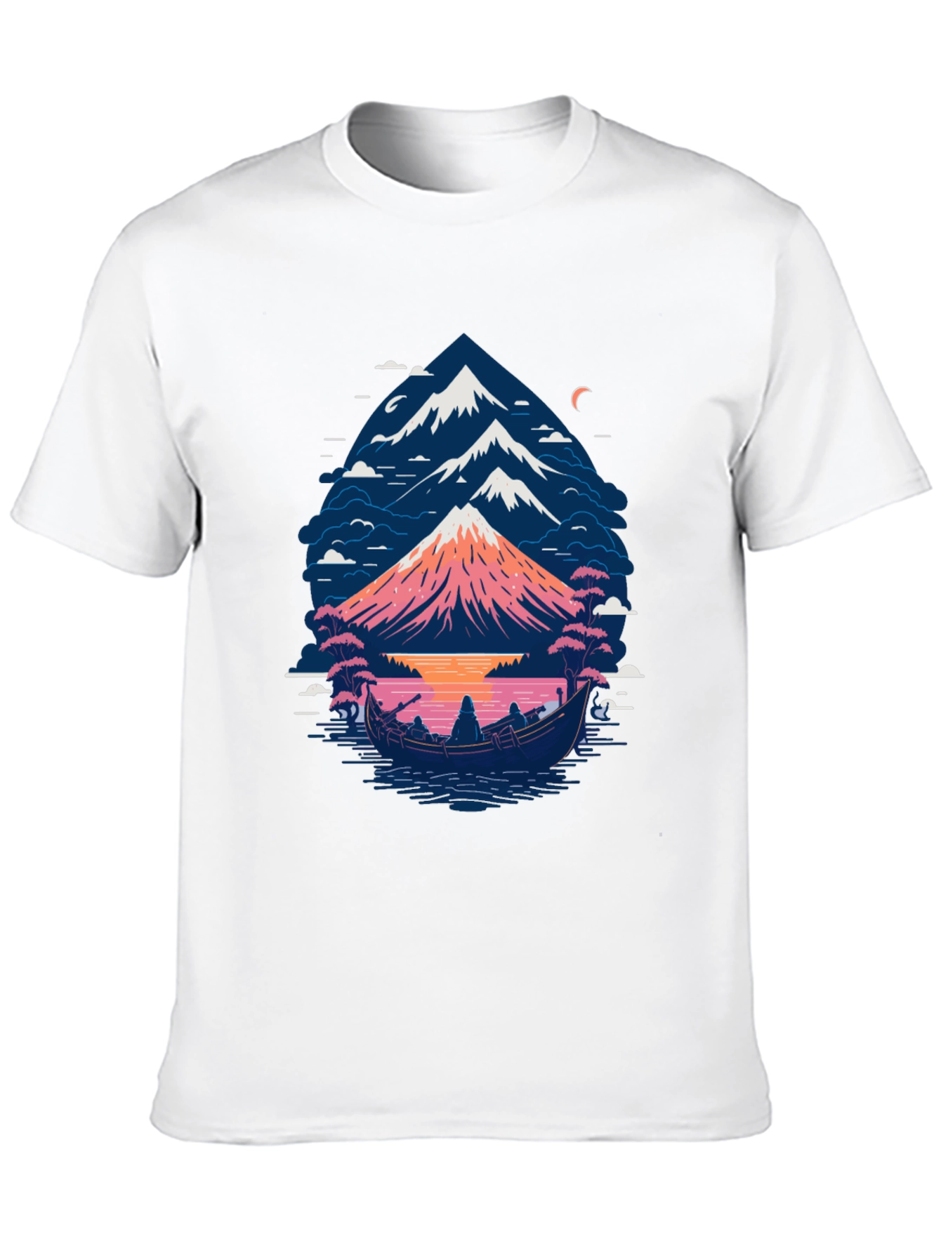 Mountain Boat Graphic Tee - Nature Inspired Design