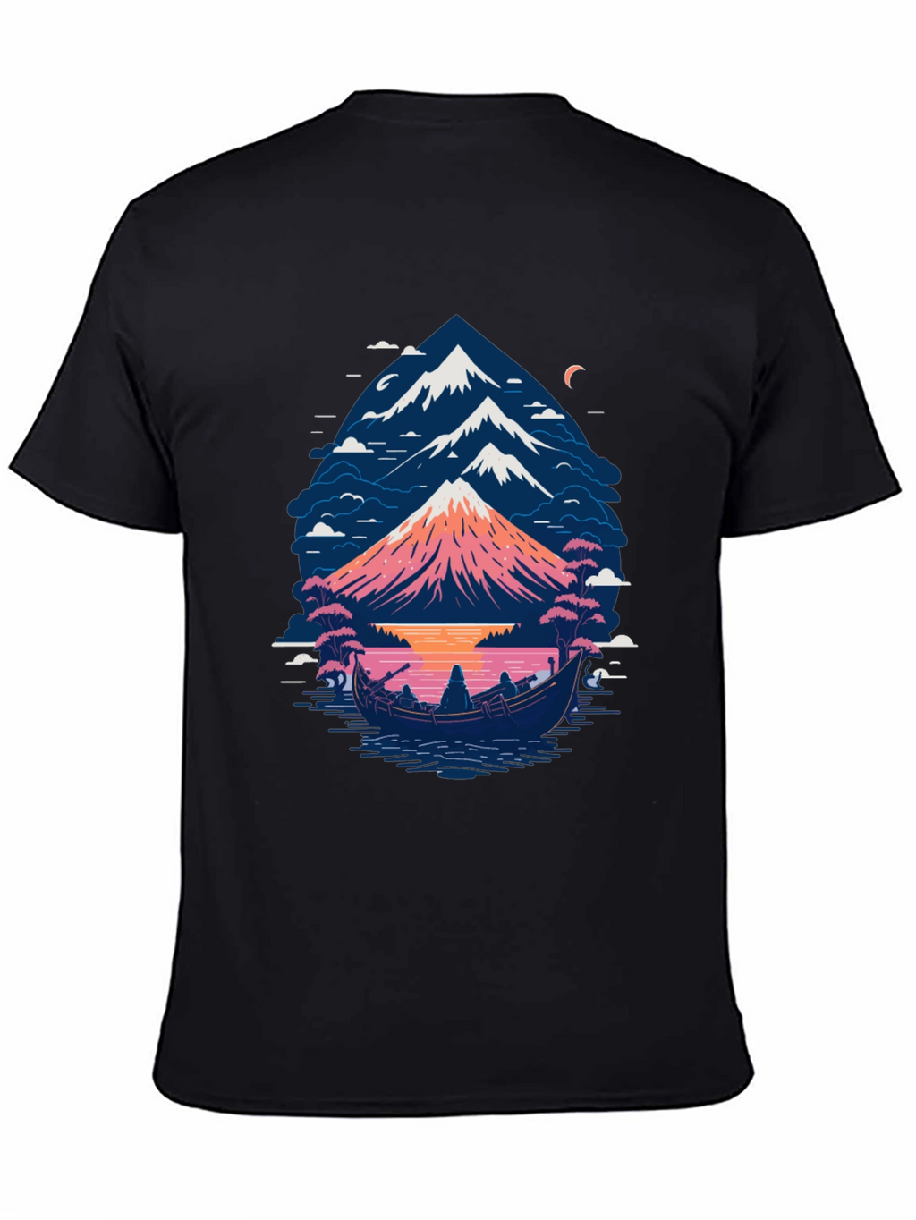 Mountain Boat Graphic Tee - Nature Inspired Design