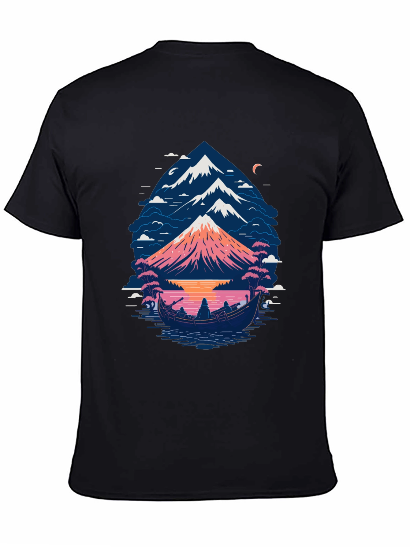 Mountain Boat Graphic Tee - Nature Inspired Design