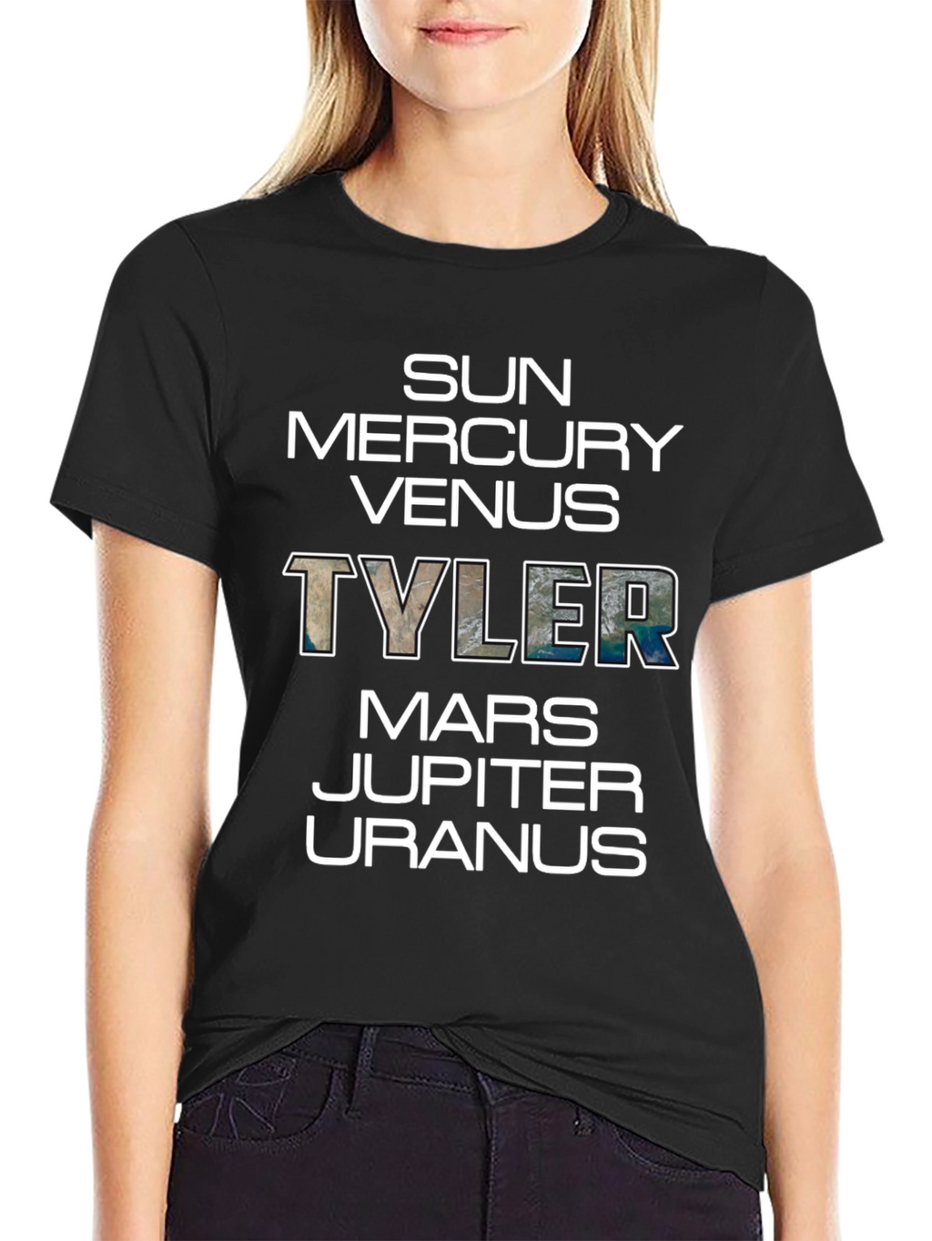 Planets Tyler T-Shirt - Black Graphic Tee Space Theme
