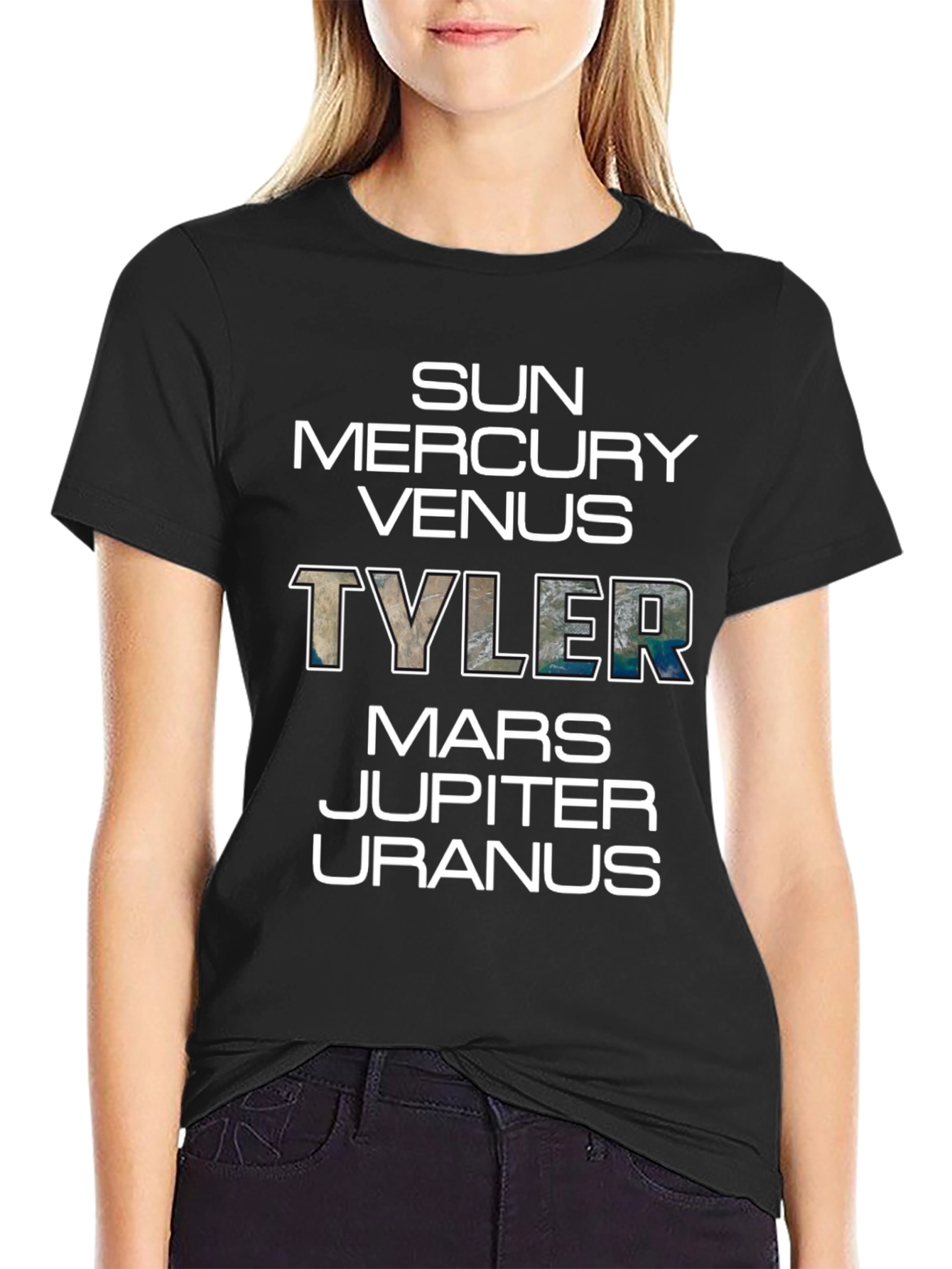 Planets Tyler T-Shirt - Black Graphic Tee Space Theme