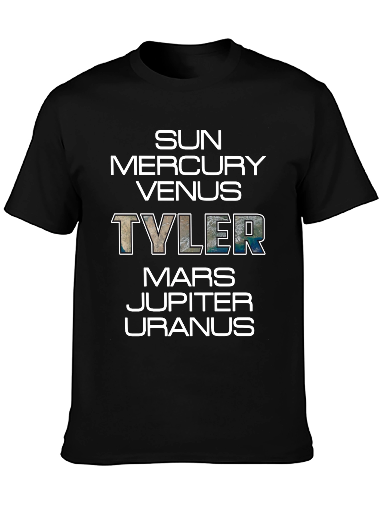 Planets Tyler T-Shirt - Black Graphic Tee Space Theme