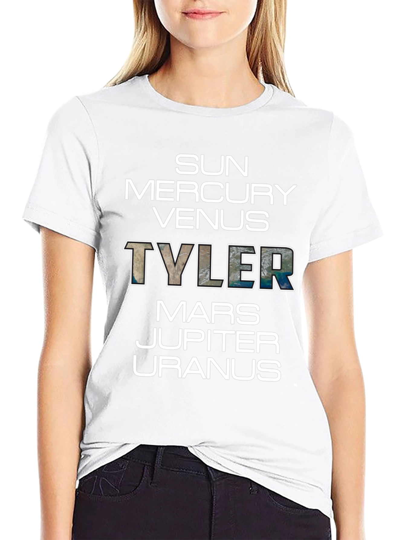 Planets Tyler T-Shirt - Black Graphic Tee Space Theme