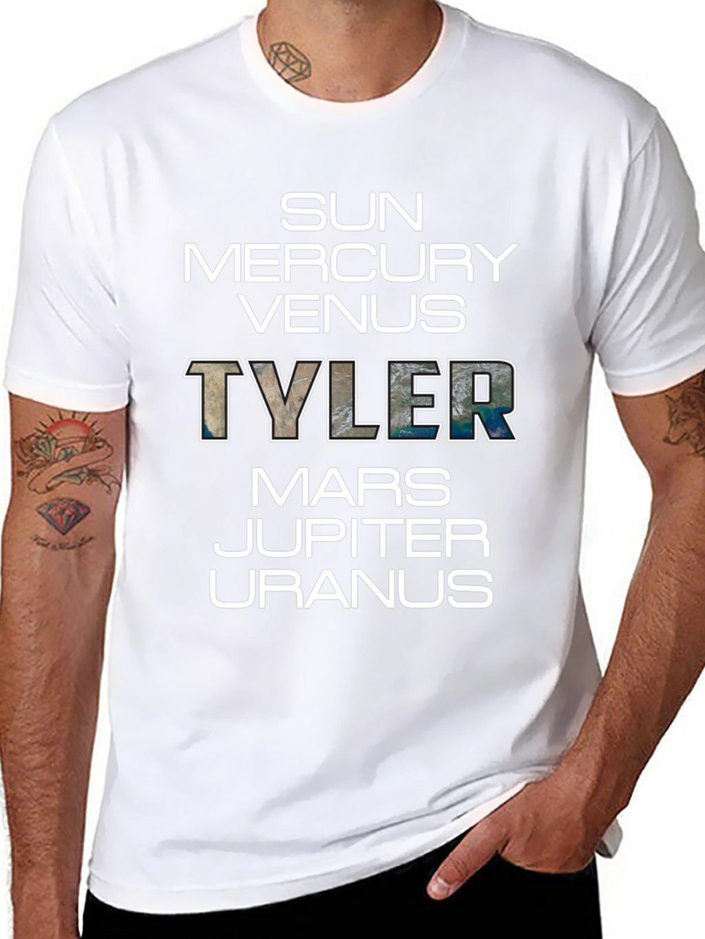 Planets Tyler T-Shirt - Black Graphic Tee Space Theme