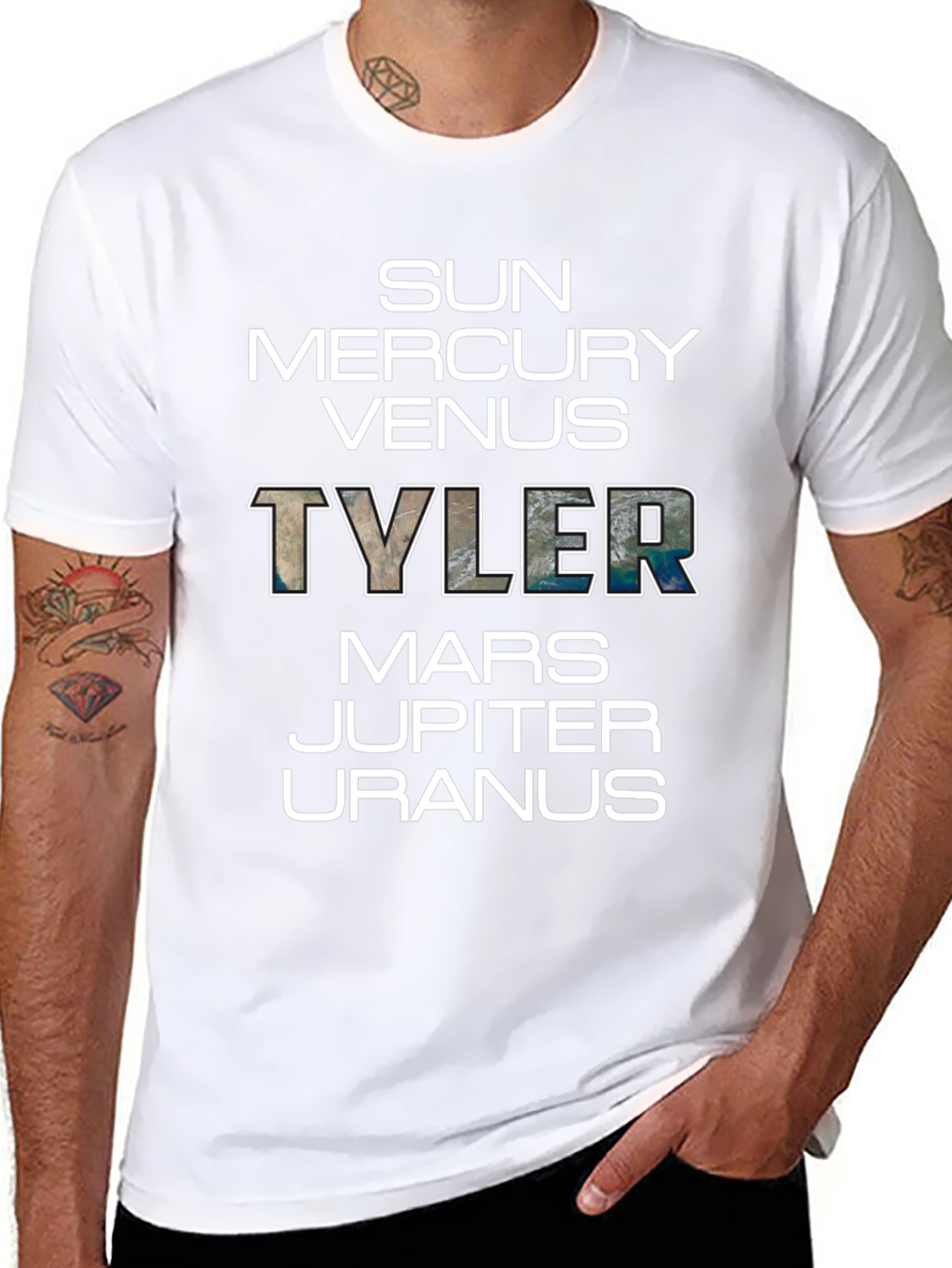 Planets Tyler T-Shirt - Black Graphic Tee Space Theme