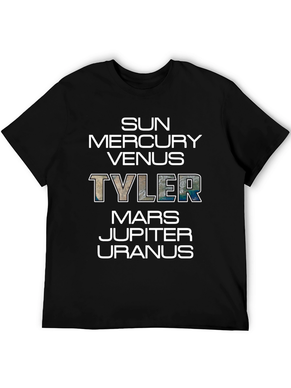 Planets Tyler T-Shirt - Black Graphic Tee Space Theme