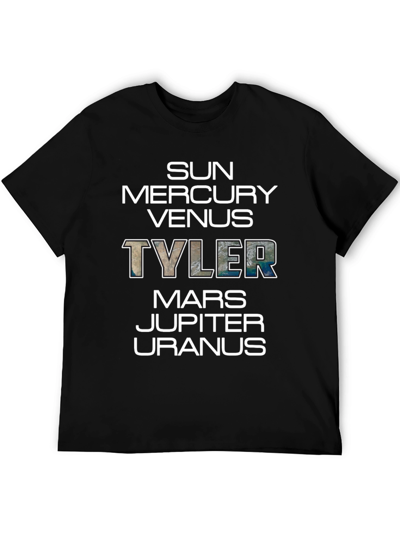 Planets Tyler T-Shirt - Black Graphic Tee Space Theme