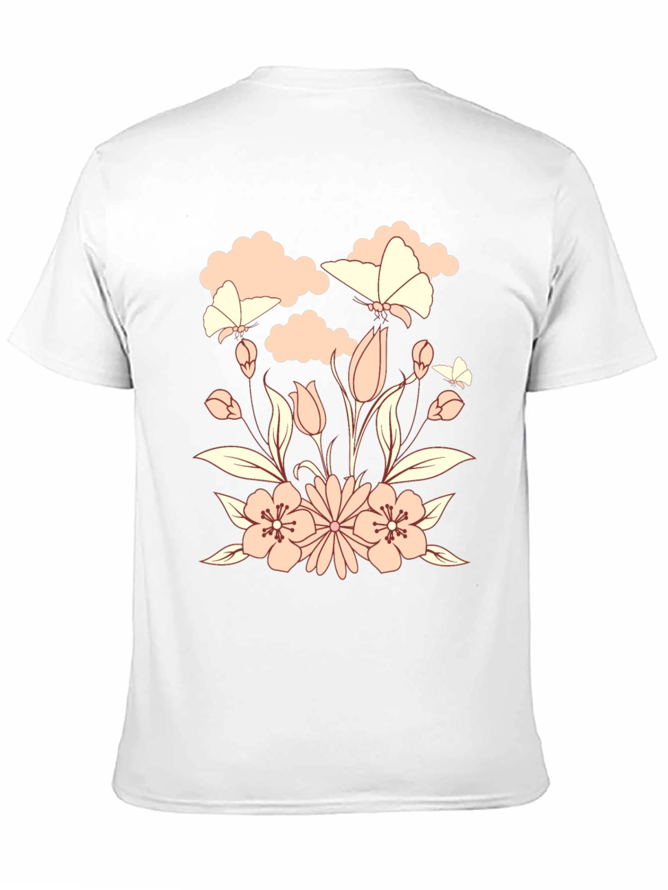 Floral Butterfly Black T-Shirt