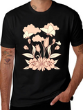Floral Butterfly Black T-Shirt
