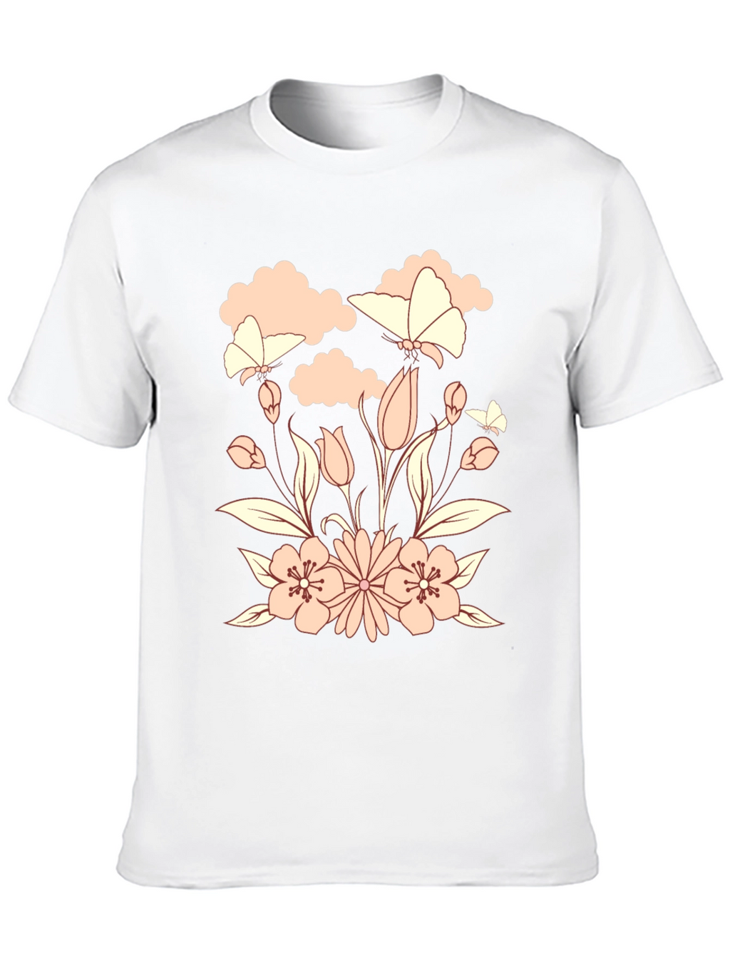 Floral Butterfly Black T-Shirt