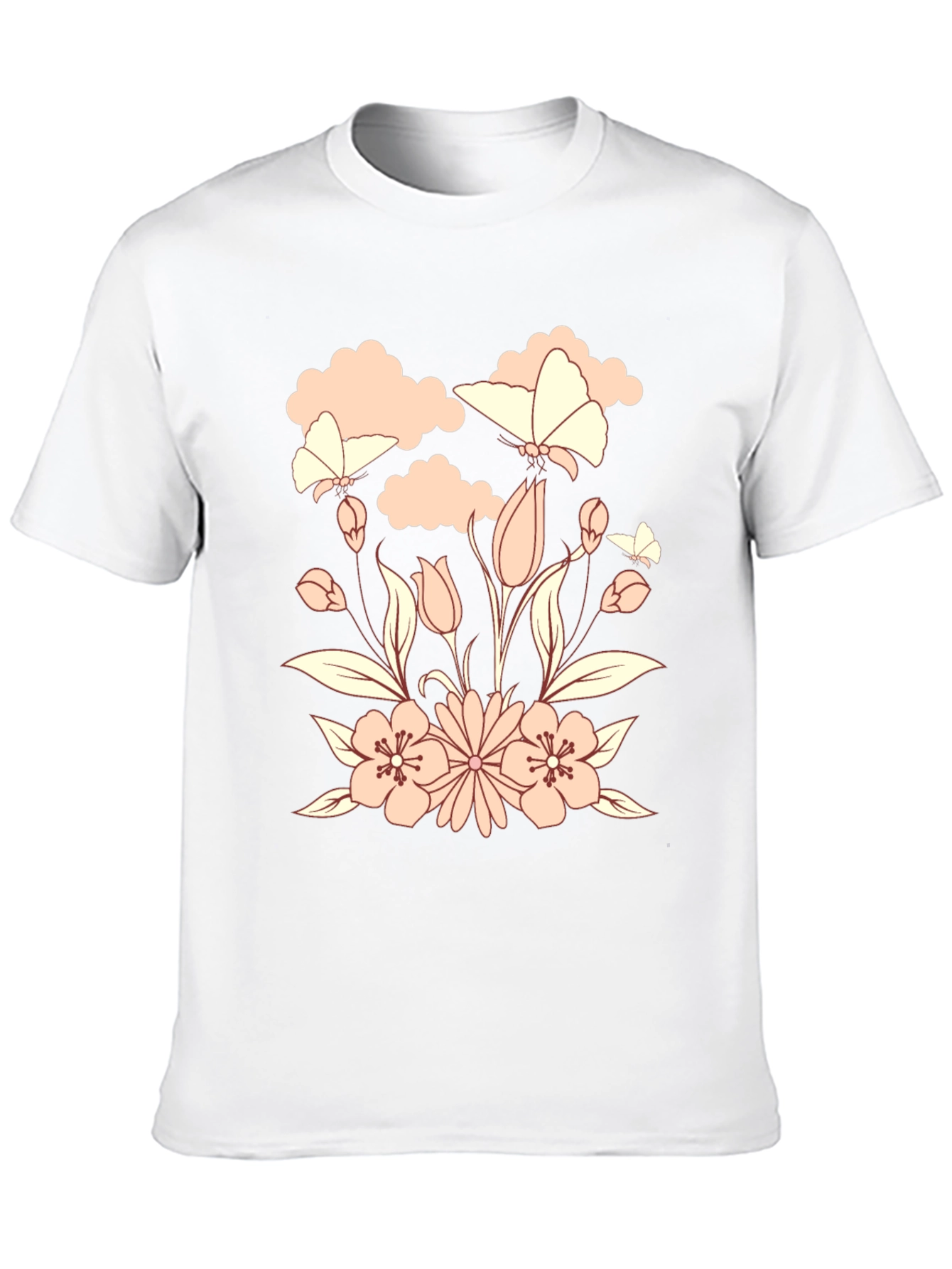 Floral Butterfly Black T-Shirt