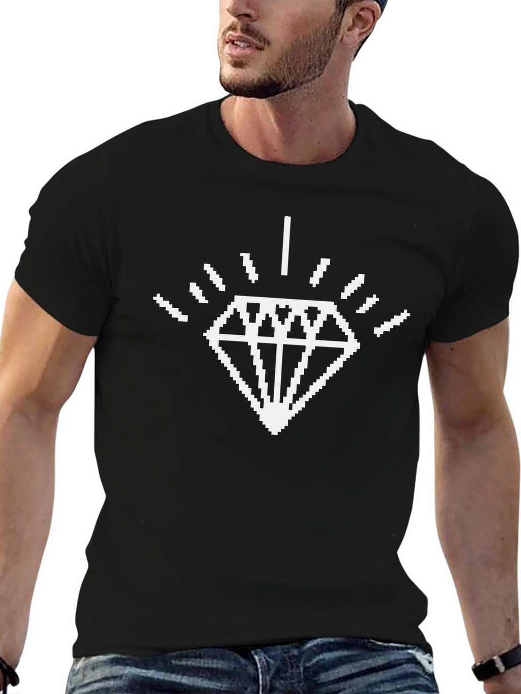 Pixel Diamond Graphic Tee - Cool Retro Style