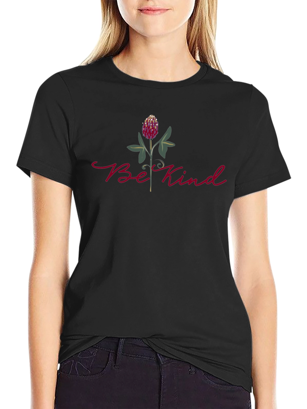 Be Kind Floral Graphic Tee - Black T-Shirt