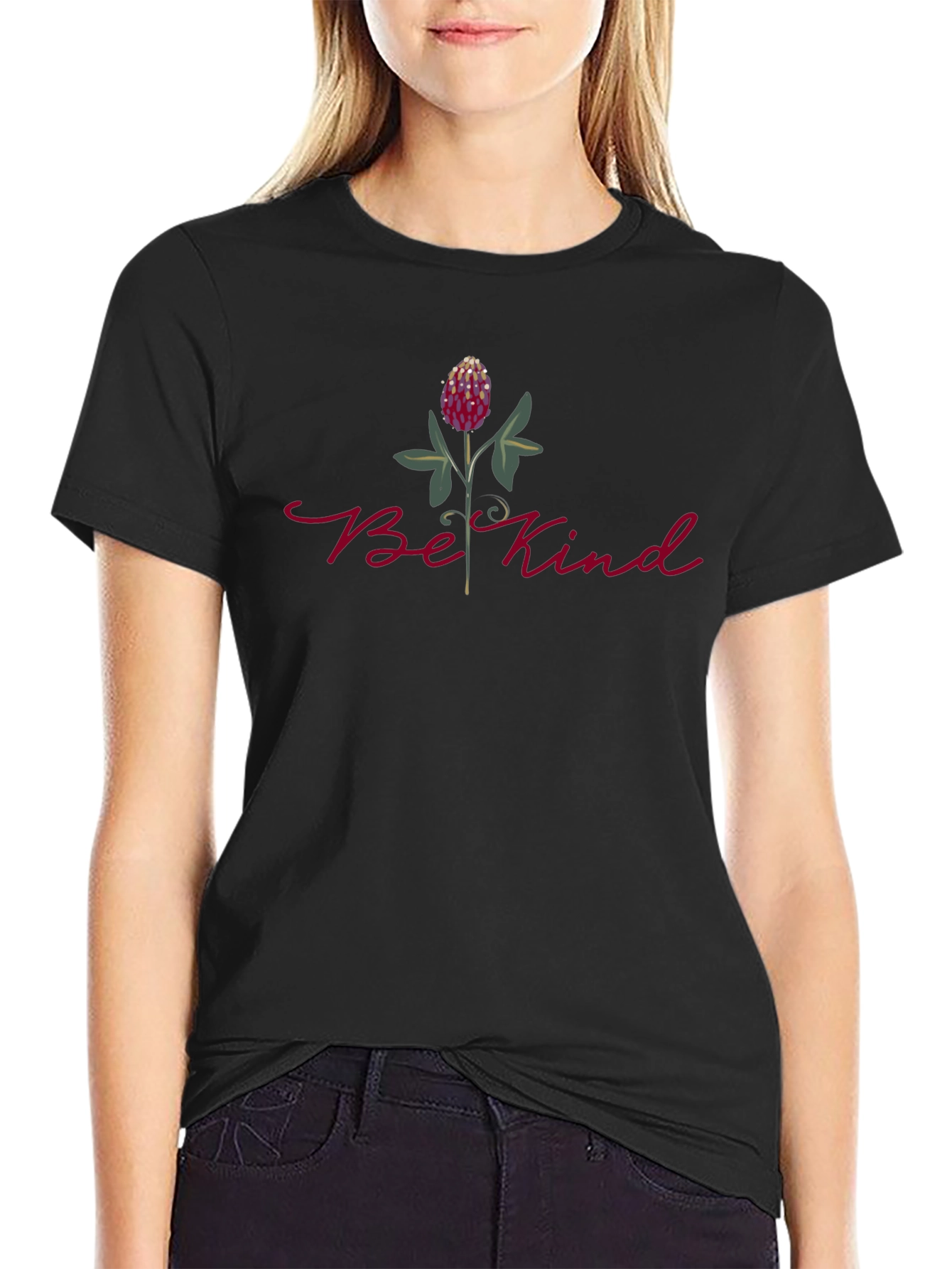 Be Kind Floral Graphic Tee - Black T-Shirt