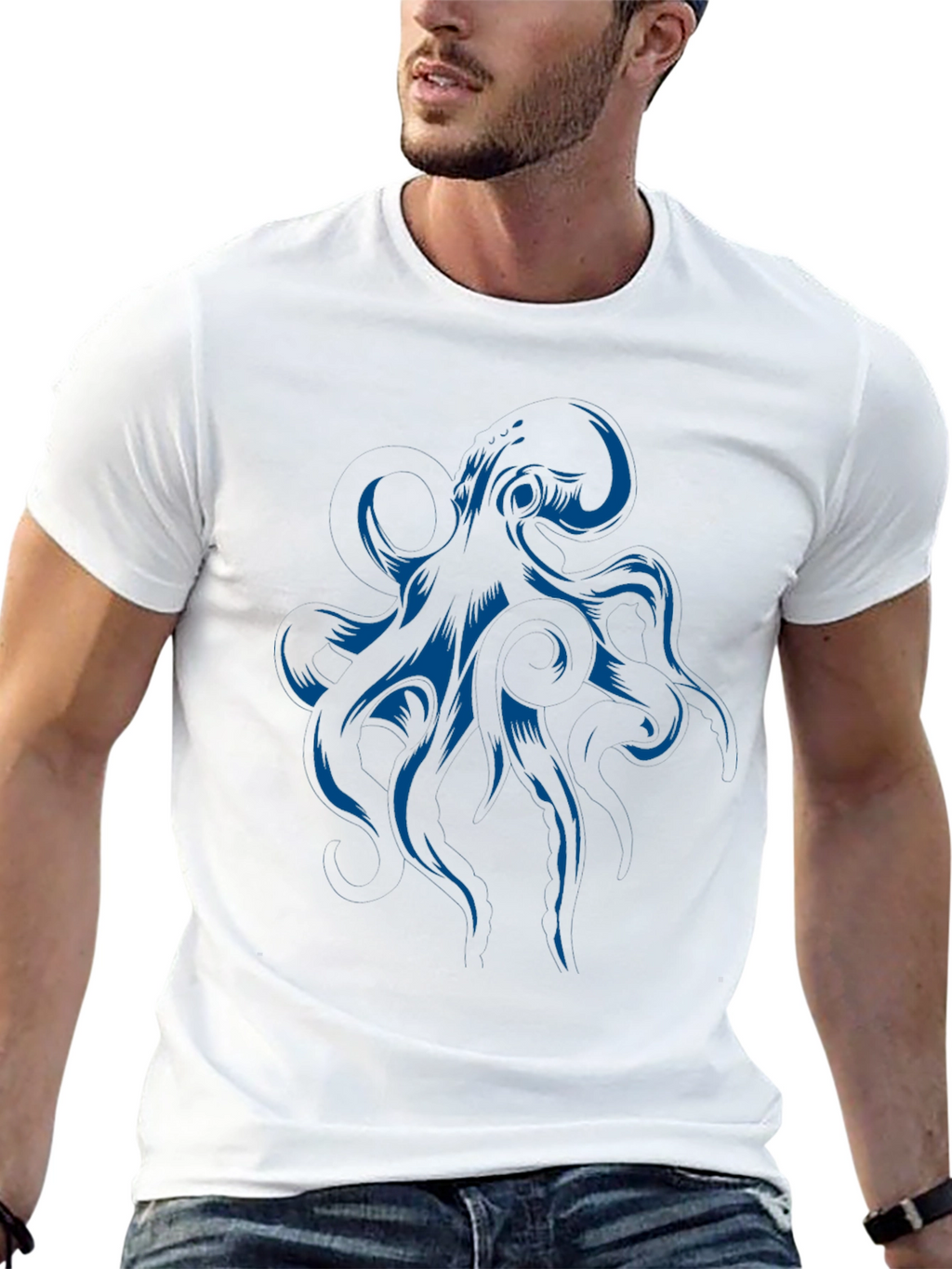 Octopus Graphic Print Black T-Shirt