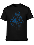 Octopus Graphic Print Black T-Shirt
